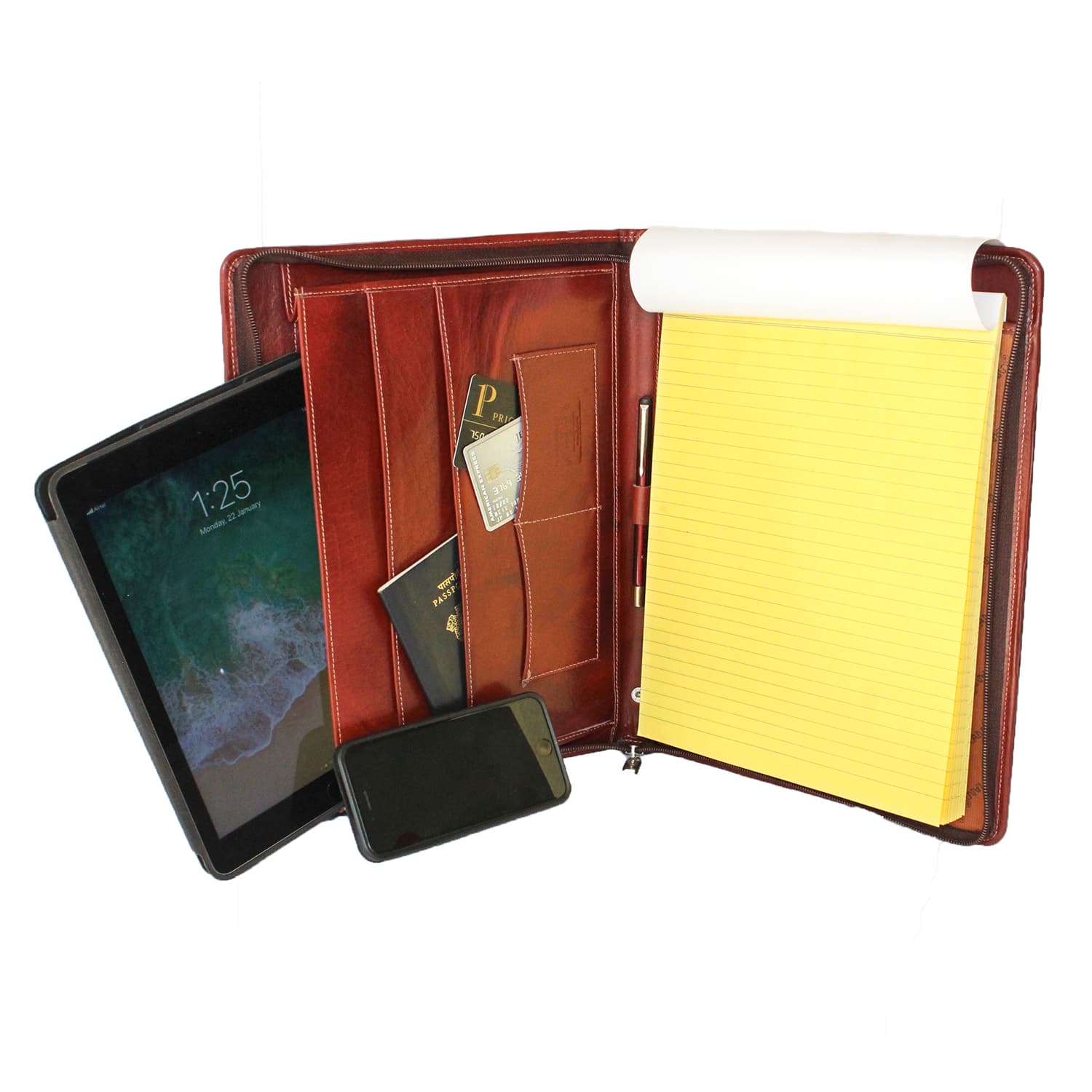 Classic Tan Leather Document Portfolio view 2
