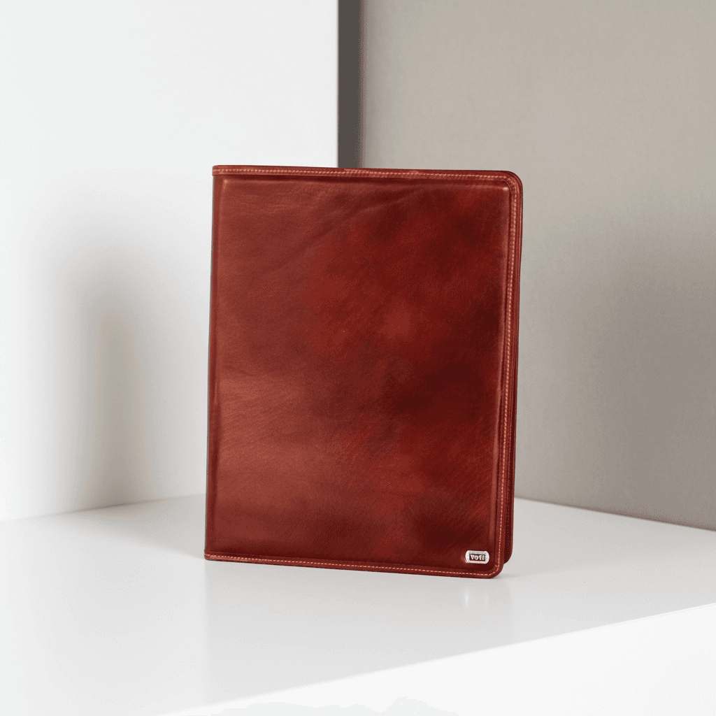 Classic Tan Leather Document Portfolio