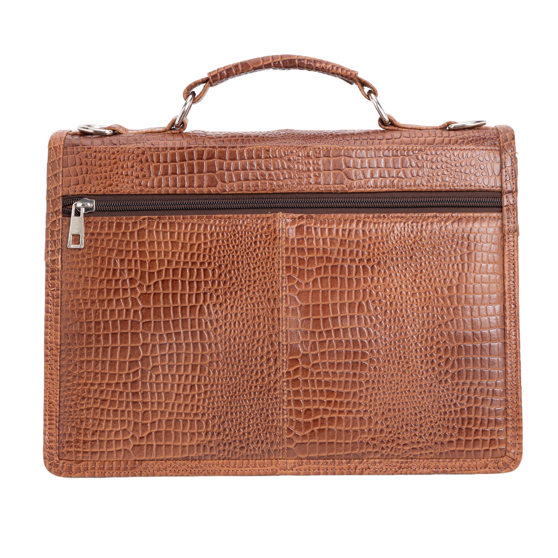 Executive Croco Texture Leather Briefcase view 2