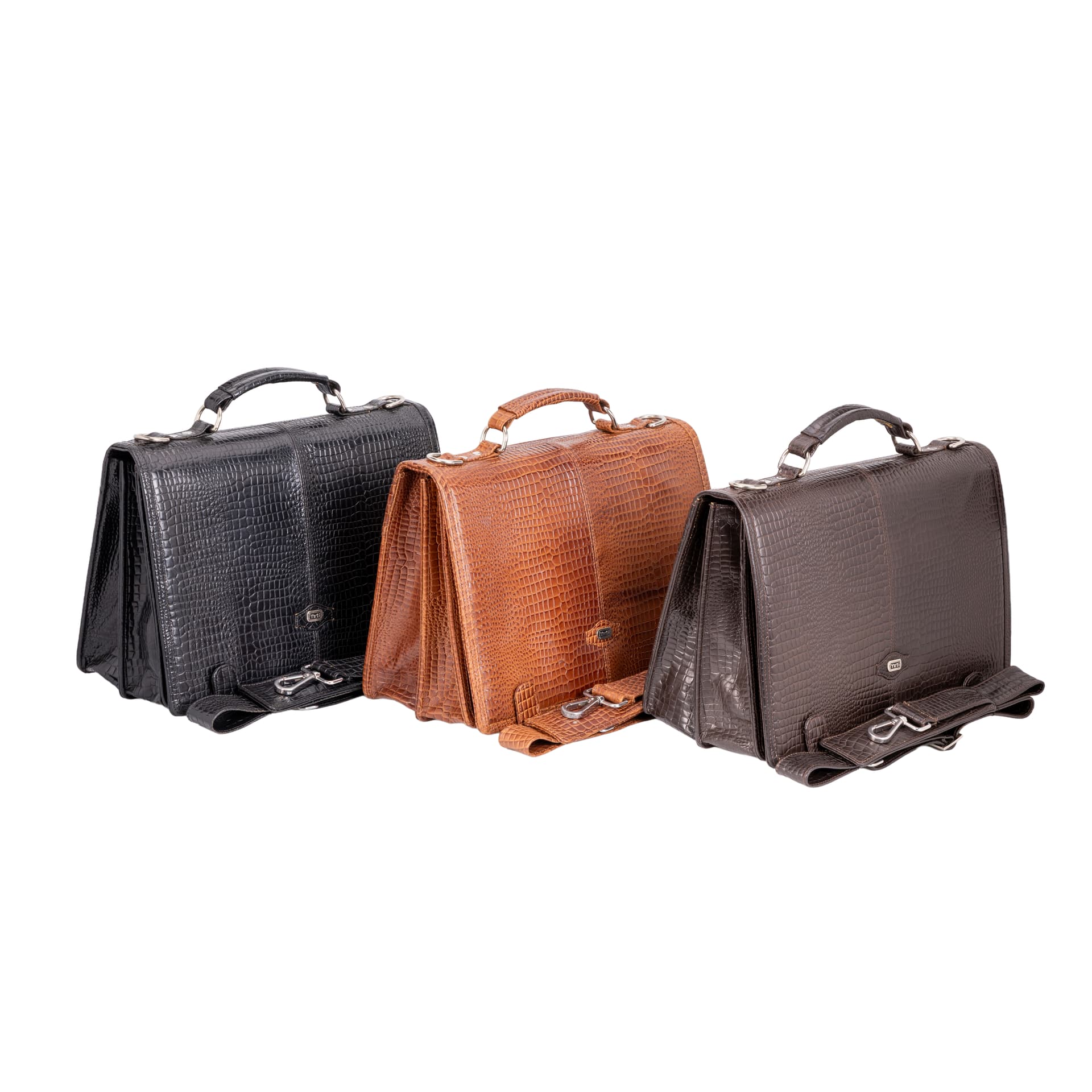 Executive Croco Texture Leather Briefcase view 4