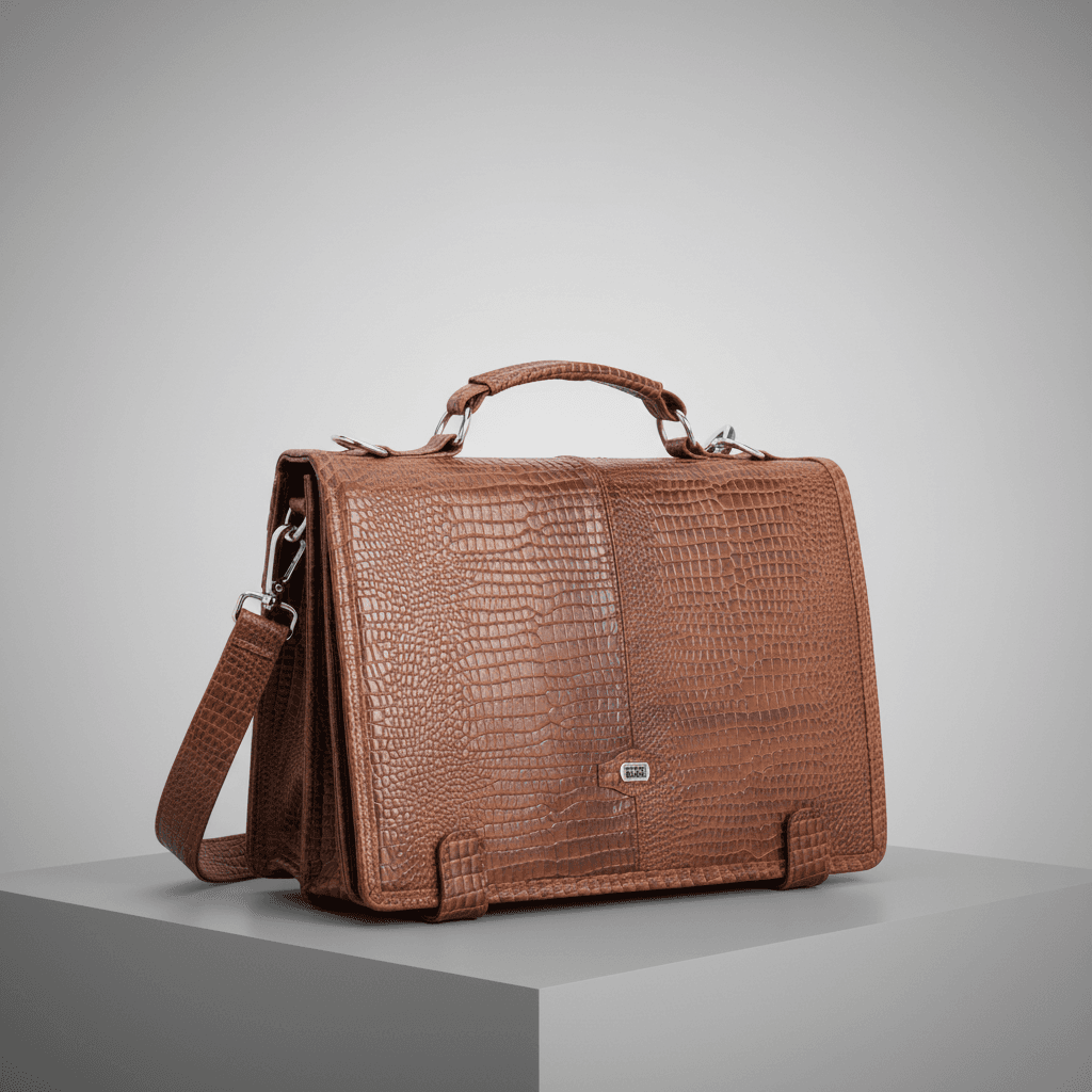 Executive Croco Texture Leather Briefcase