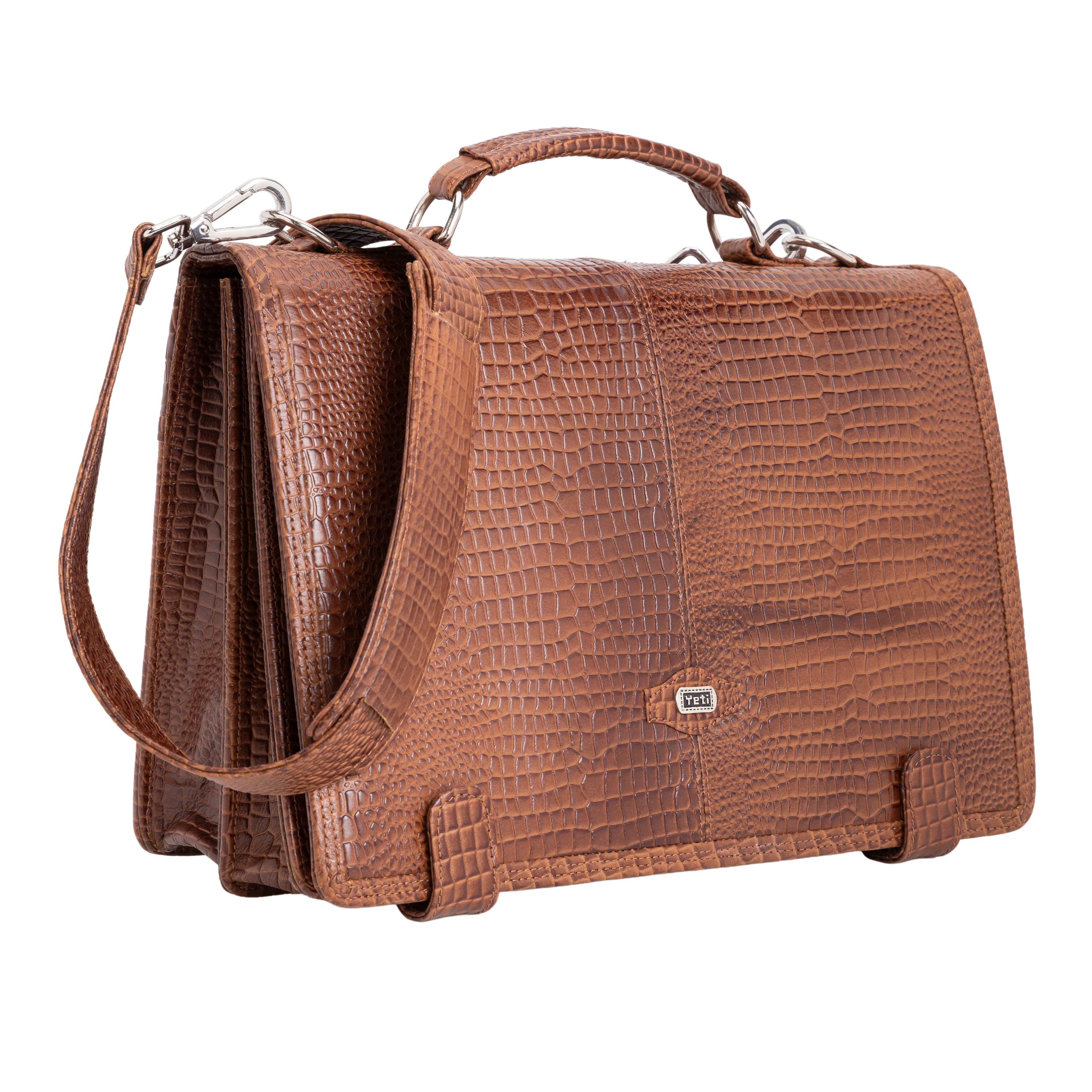 Executive Croco Texture Leather Briefcase