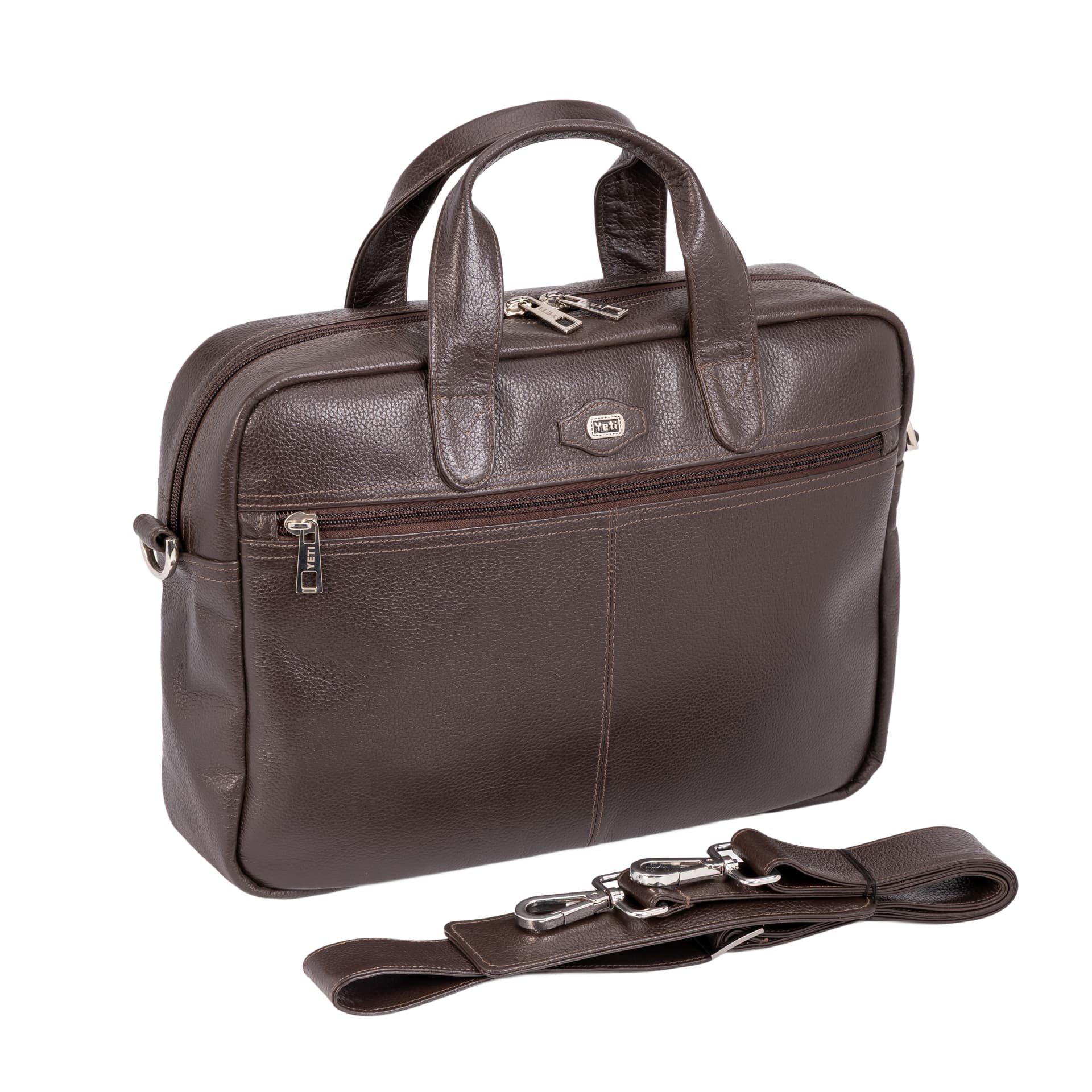 Classic Dark Brown Leather Laptop Bag view 2