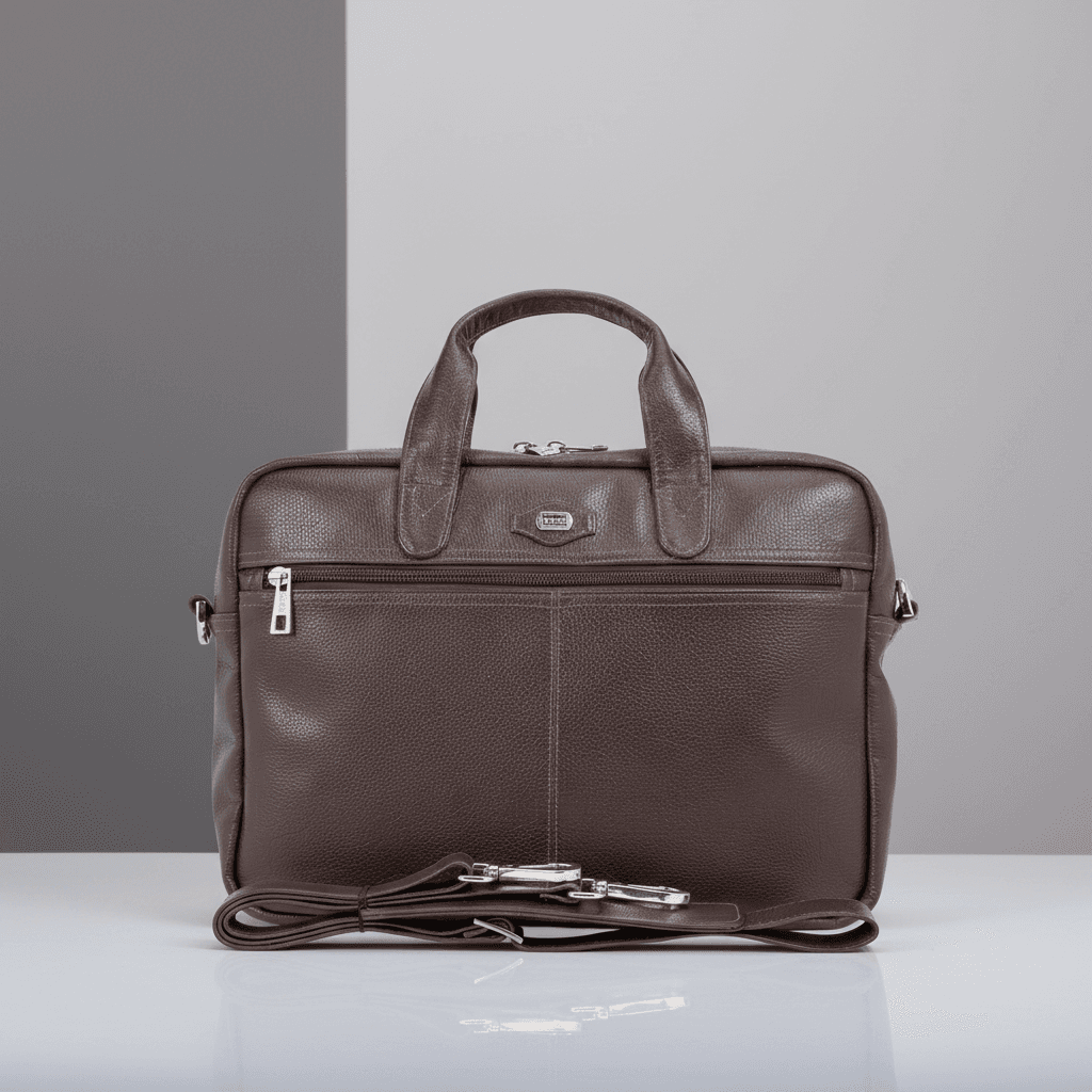 Classic Dark Brown Leather Laptop Bag