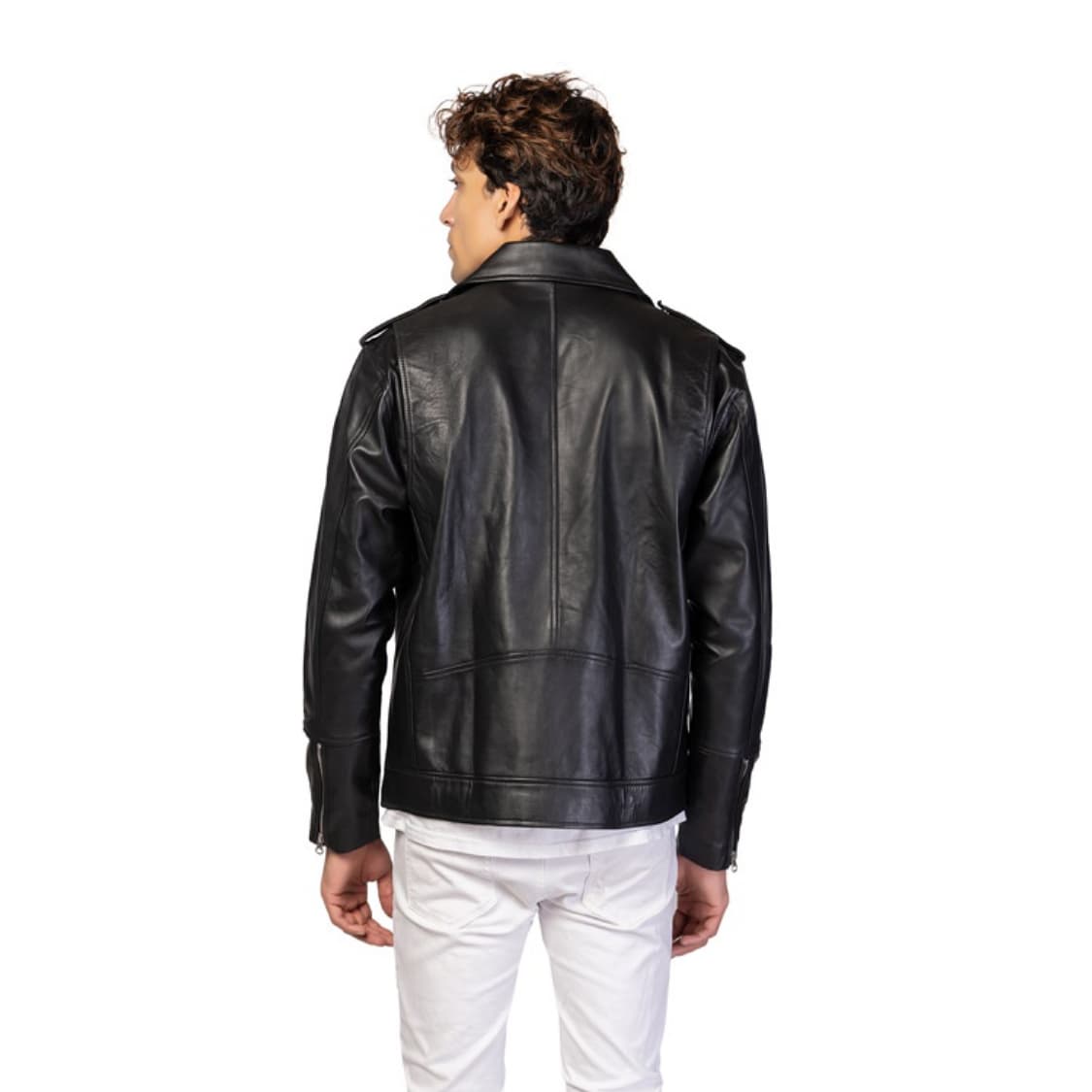 Men’s Premium Black Leather Motorcycle Jacket view 2