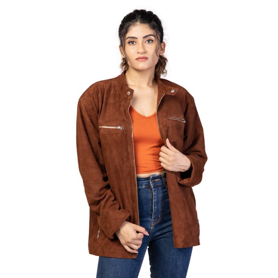 Women’s Suede Leather Mid-Length Jacket
