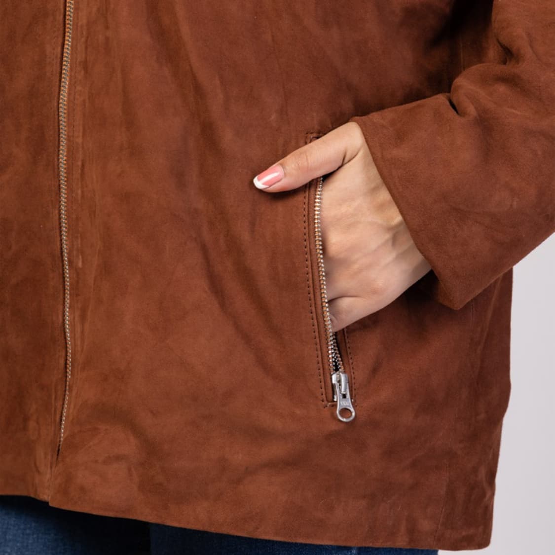 Women’s Suede Leather Mid-Length Jacket view 3