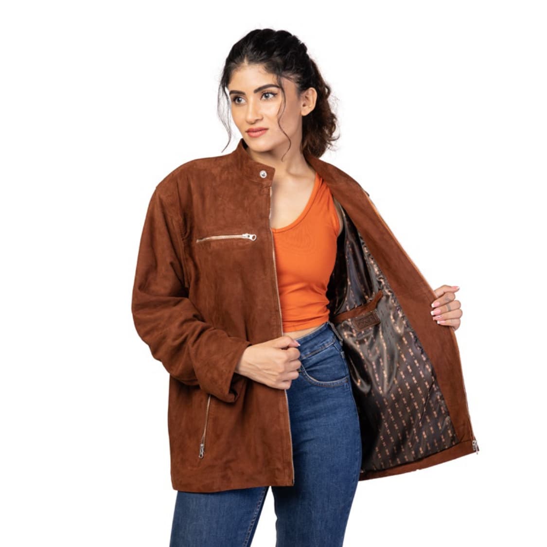 Women’s Suede Leather Mid-Length Jacket view 5