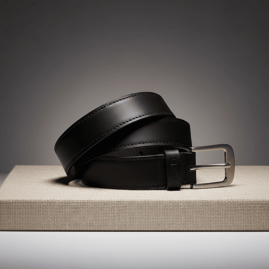 Classic Stitched Black Leather Belt