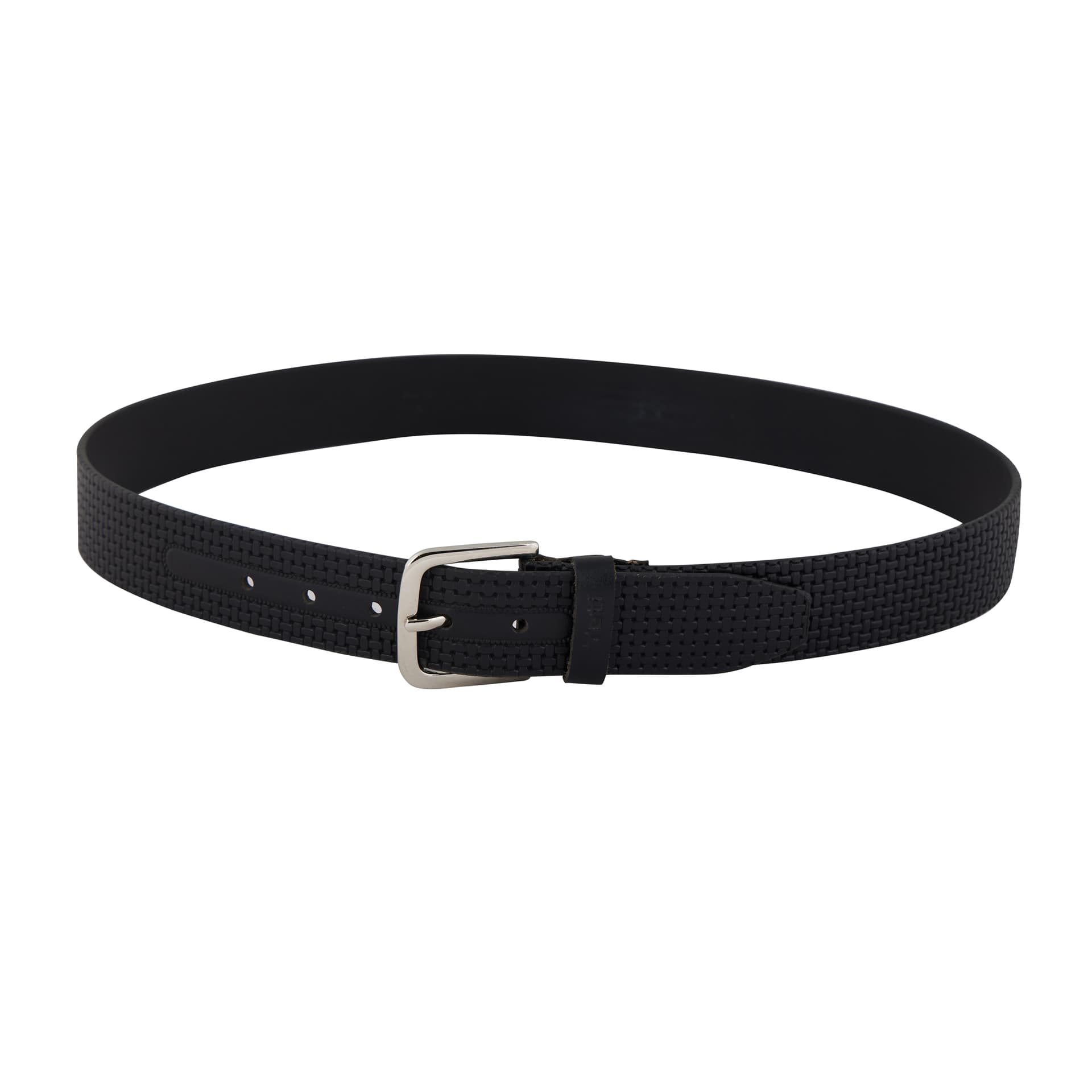 Woven Texture Black Leather Belt view 3