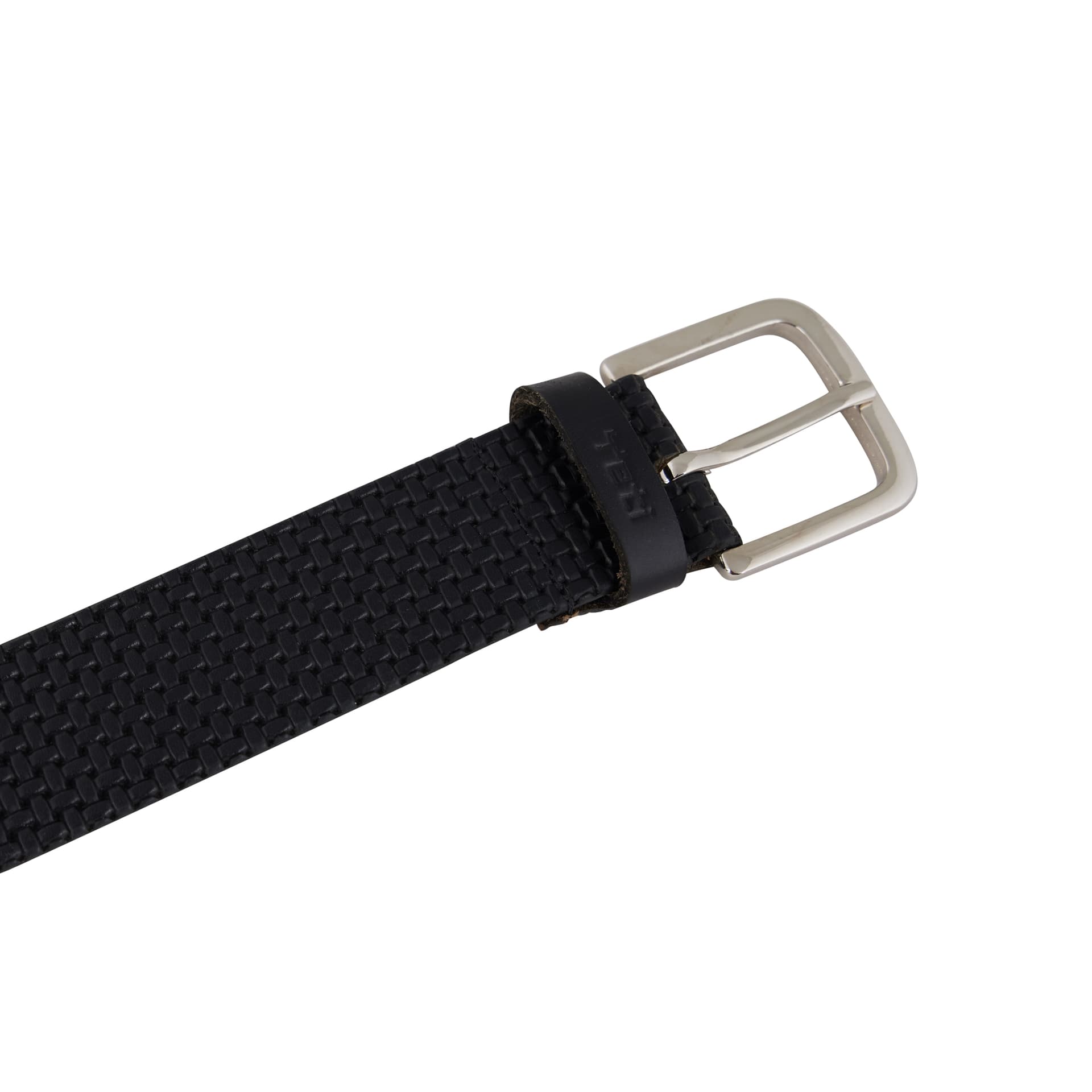 Woven Texture Black Leather Belt view 4