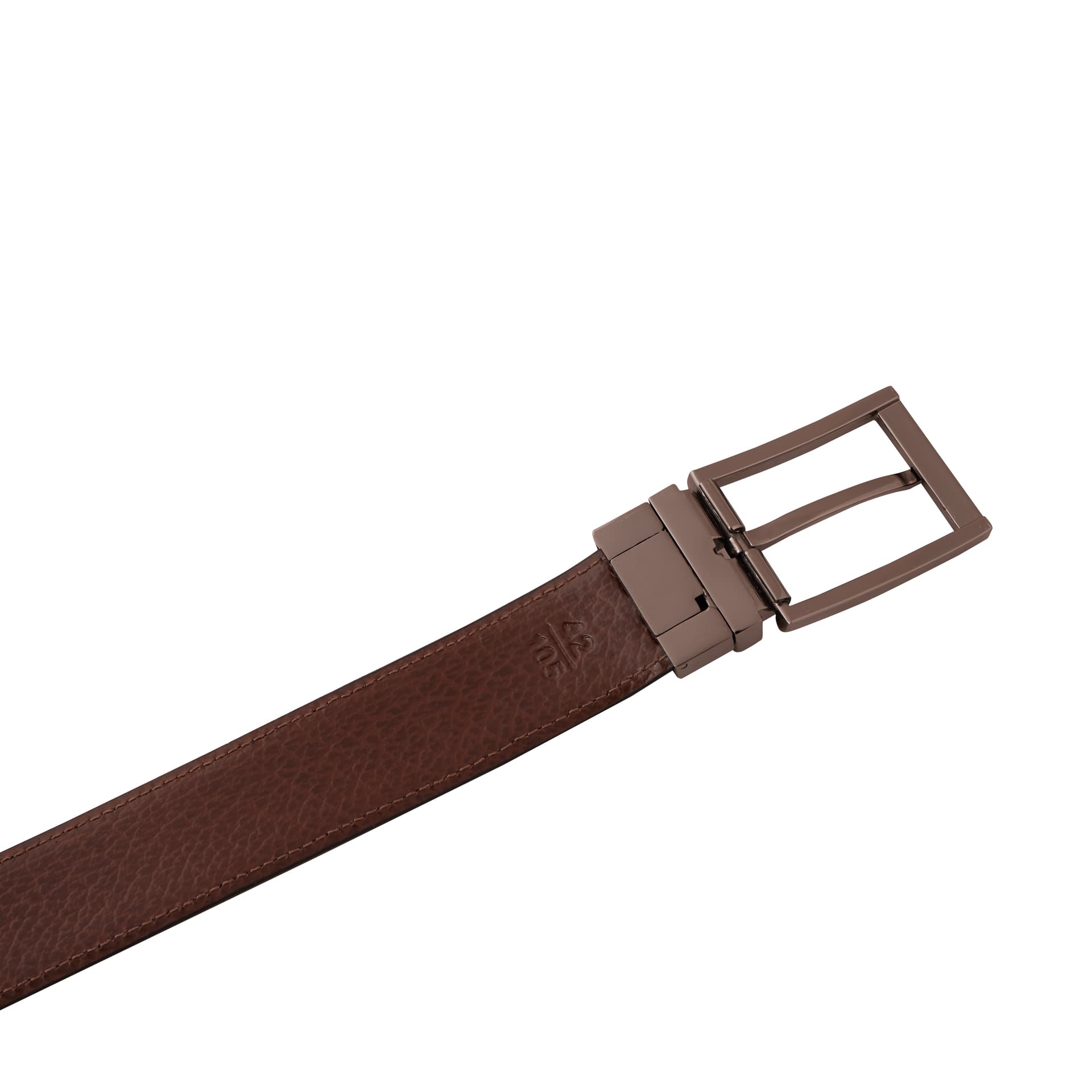 Textured Brown Leather Men's Belt view 3