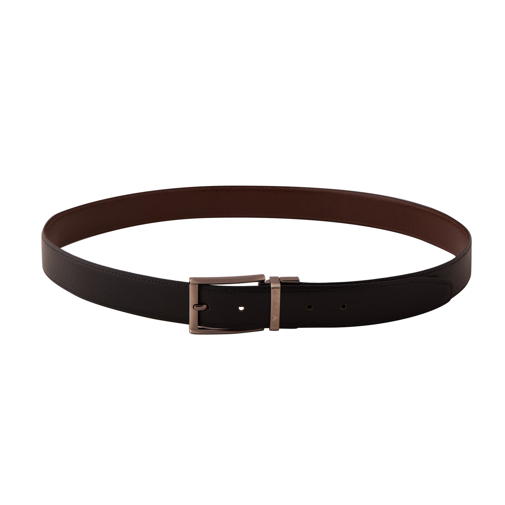 Textured Brown Leather Men's Belt view 4