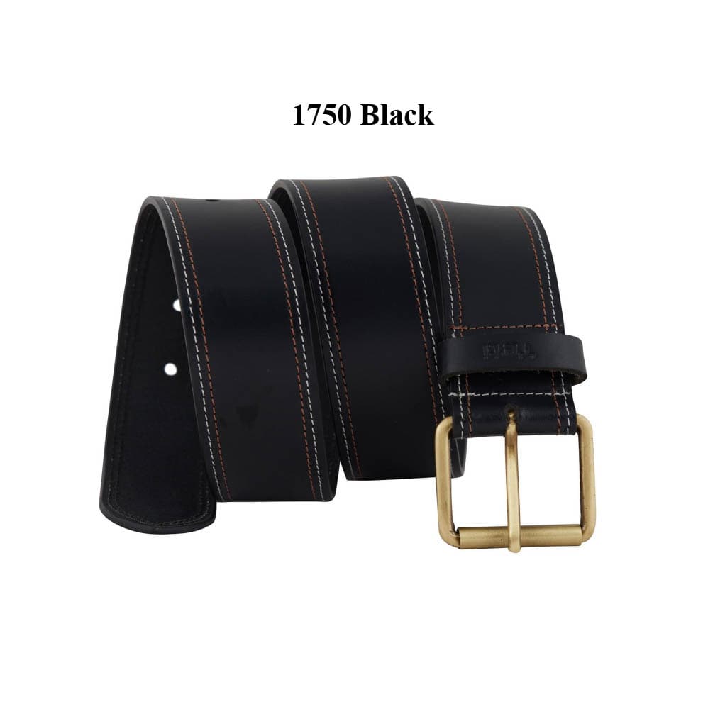 Contrast Stitch Black Leather Belt