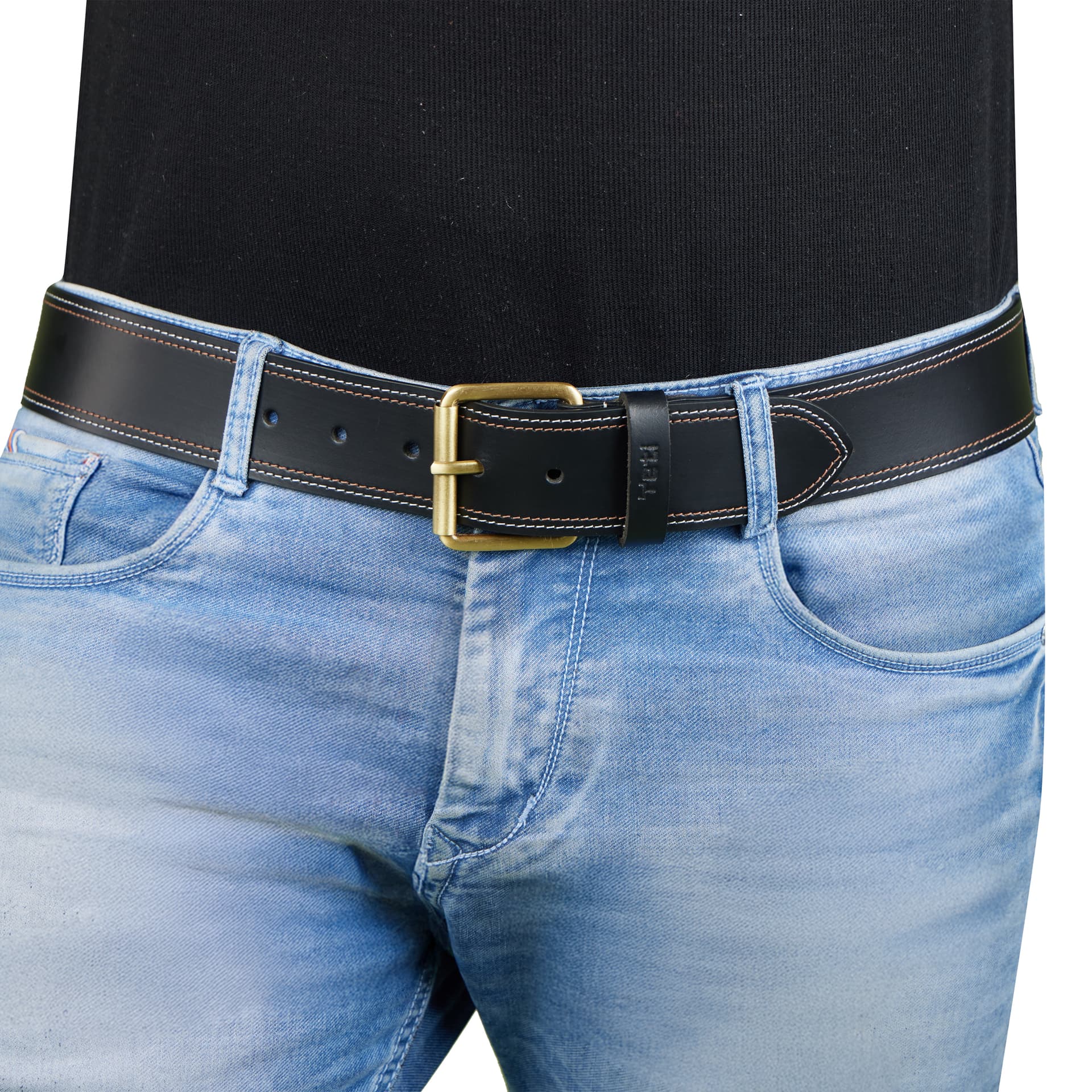 Contrast Stitch Brown Leather Belt view 5