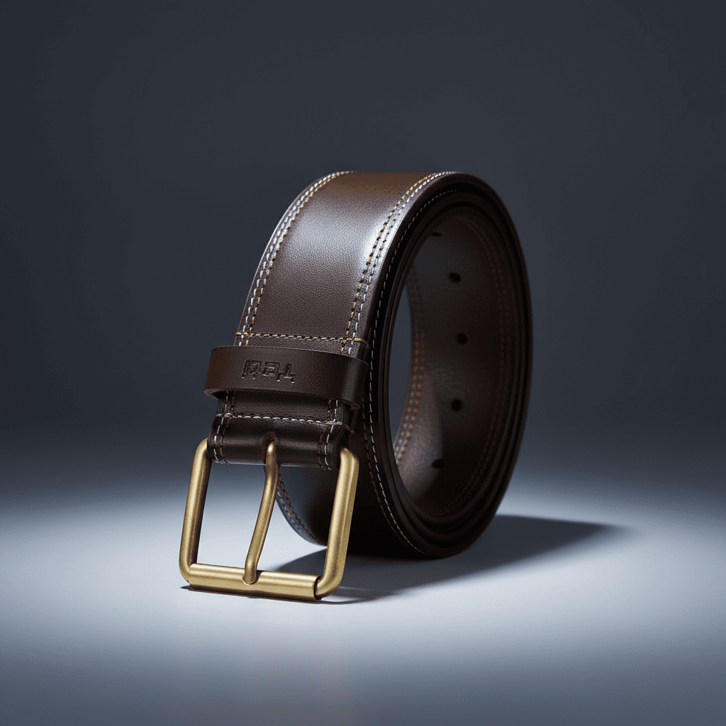 Contrast Stitch Brown Leather Belt