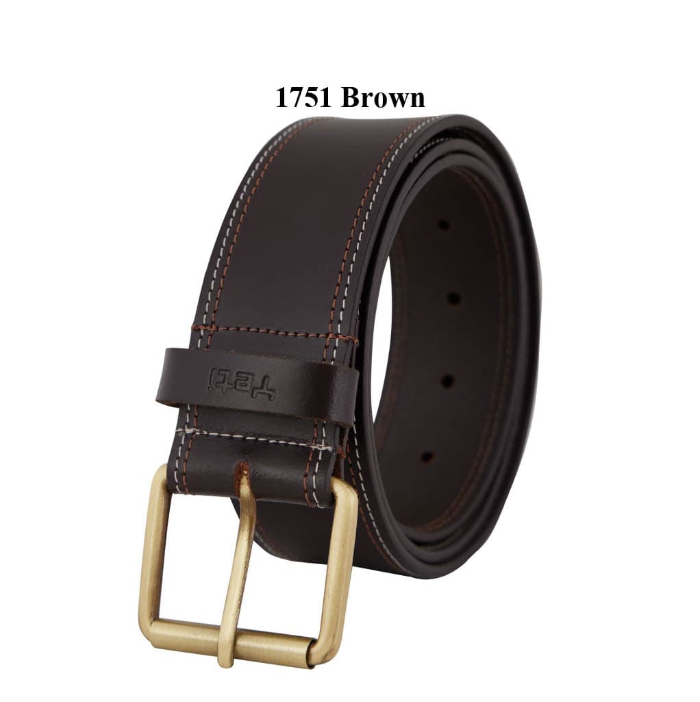 Contrast Stitch Brown Leather Belt