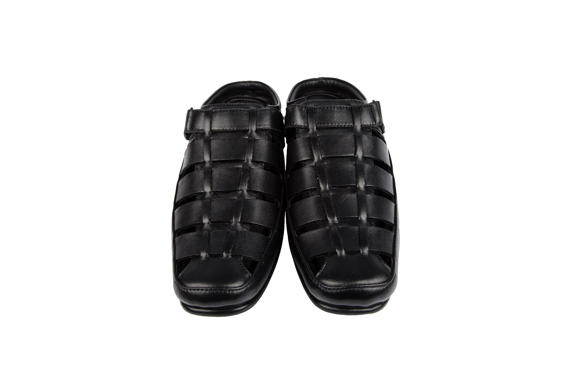 Black Woven Leather Casual Shoes