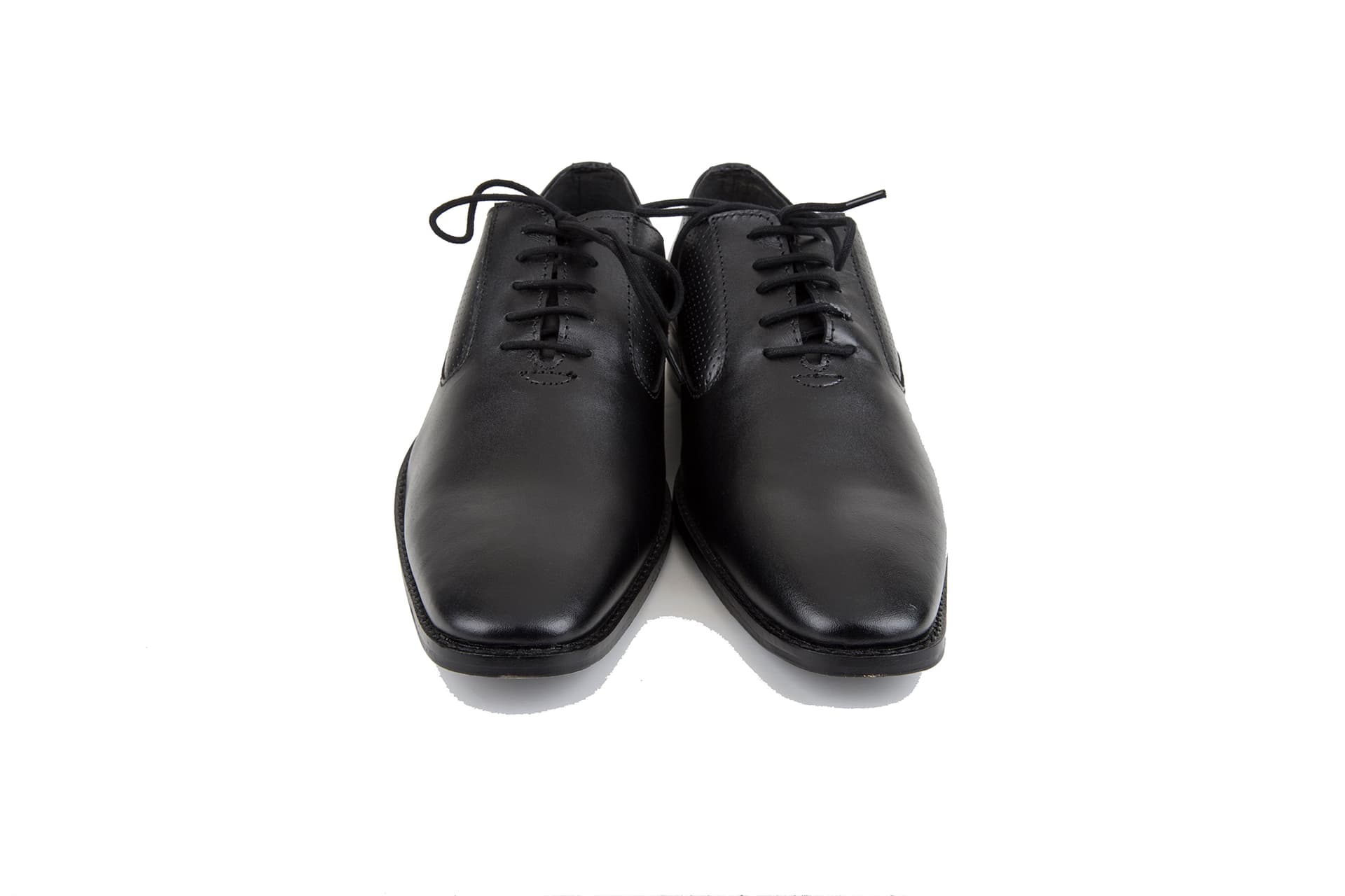 Black Perforated Leather Oxford Shoes view 1