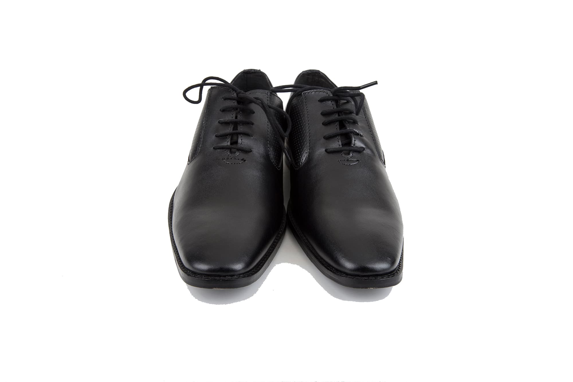 Black Perforated Leather Oxford Shoes