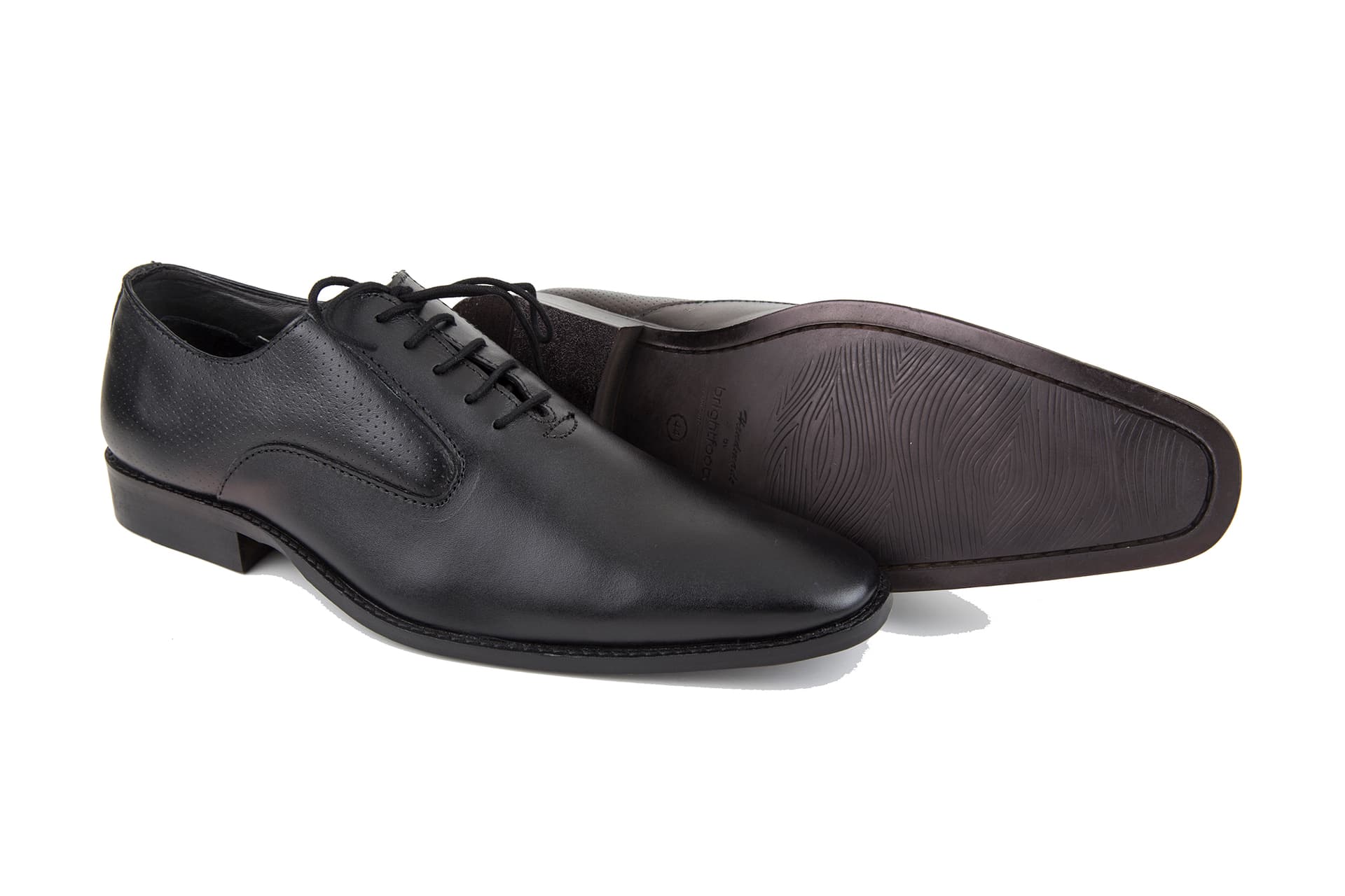Black Perforated Leather Oxford Shoes view 2