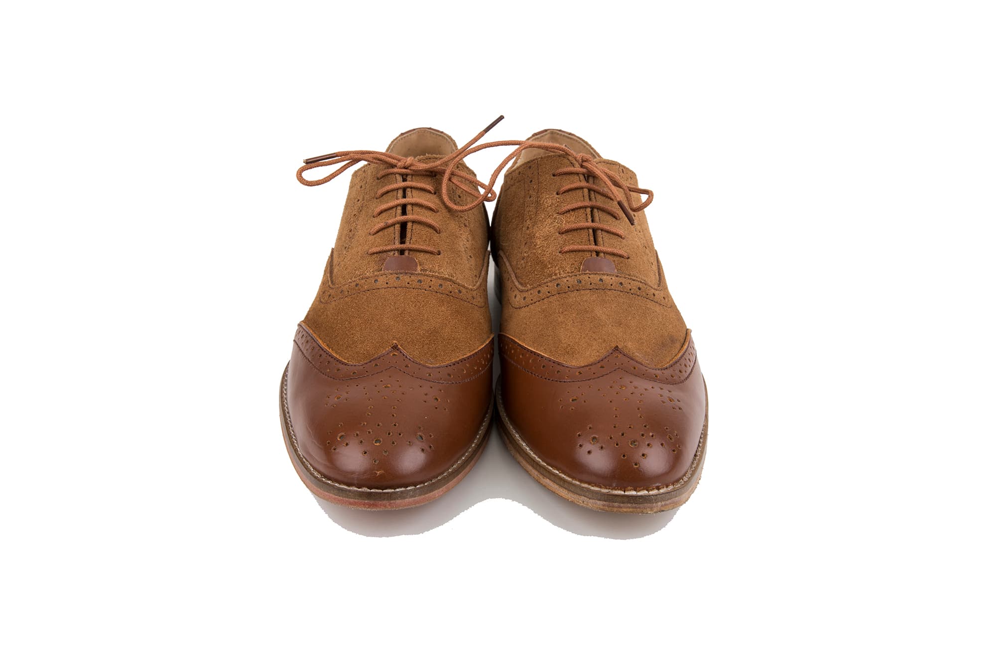 Tan Suede & Leather Brogue Oxford Shoes