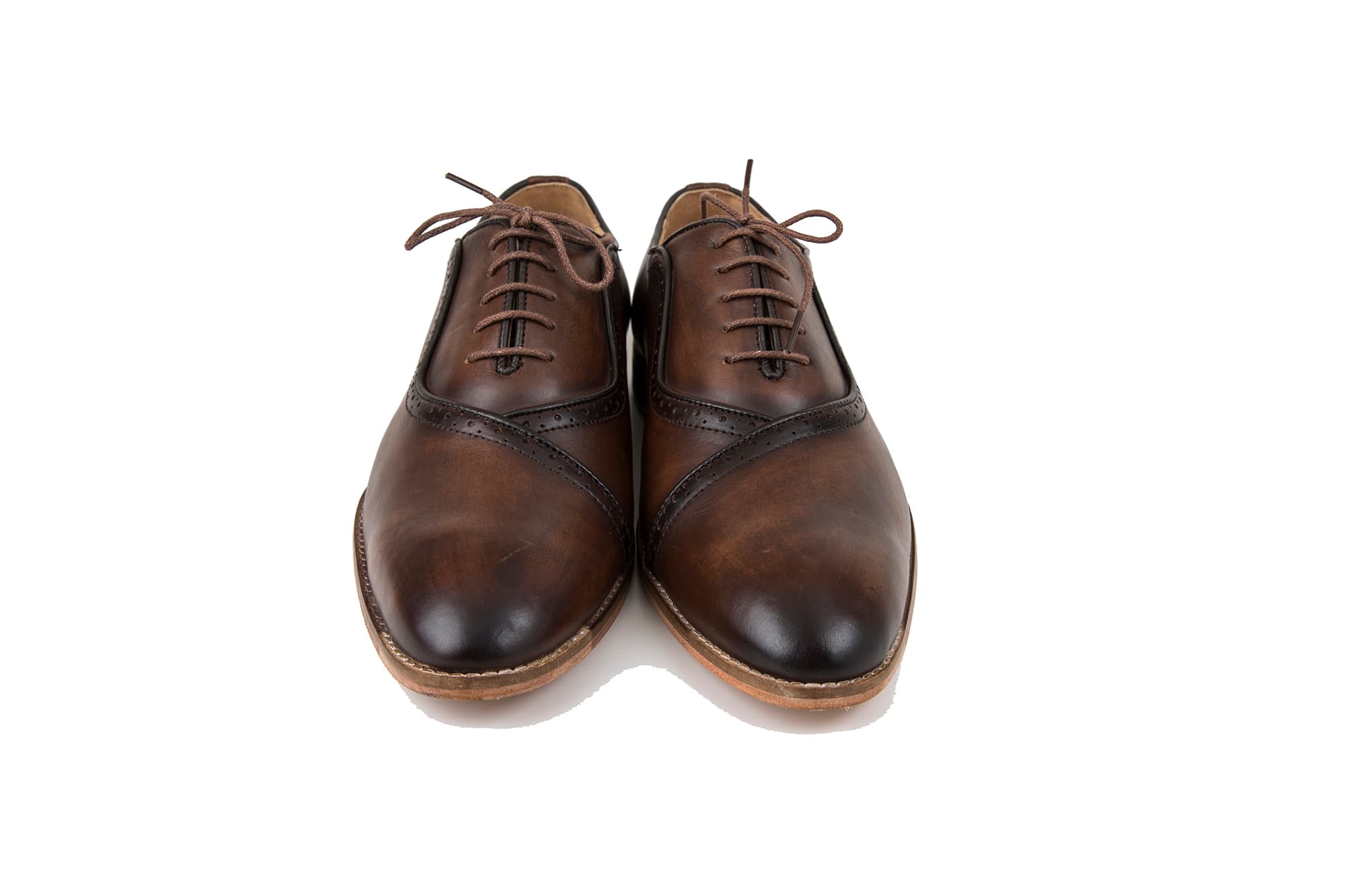Dark Brown Burnished Leather Derby Shoes