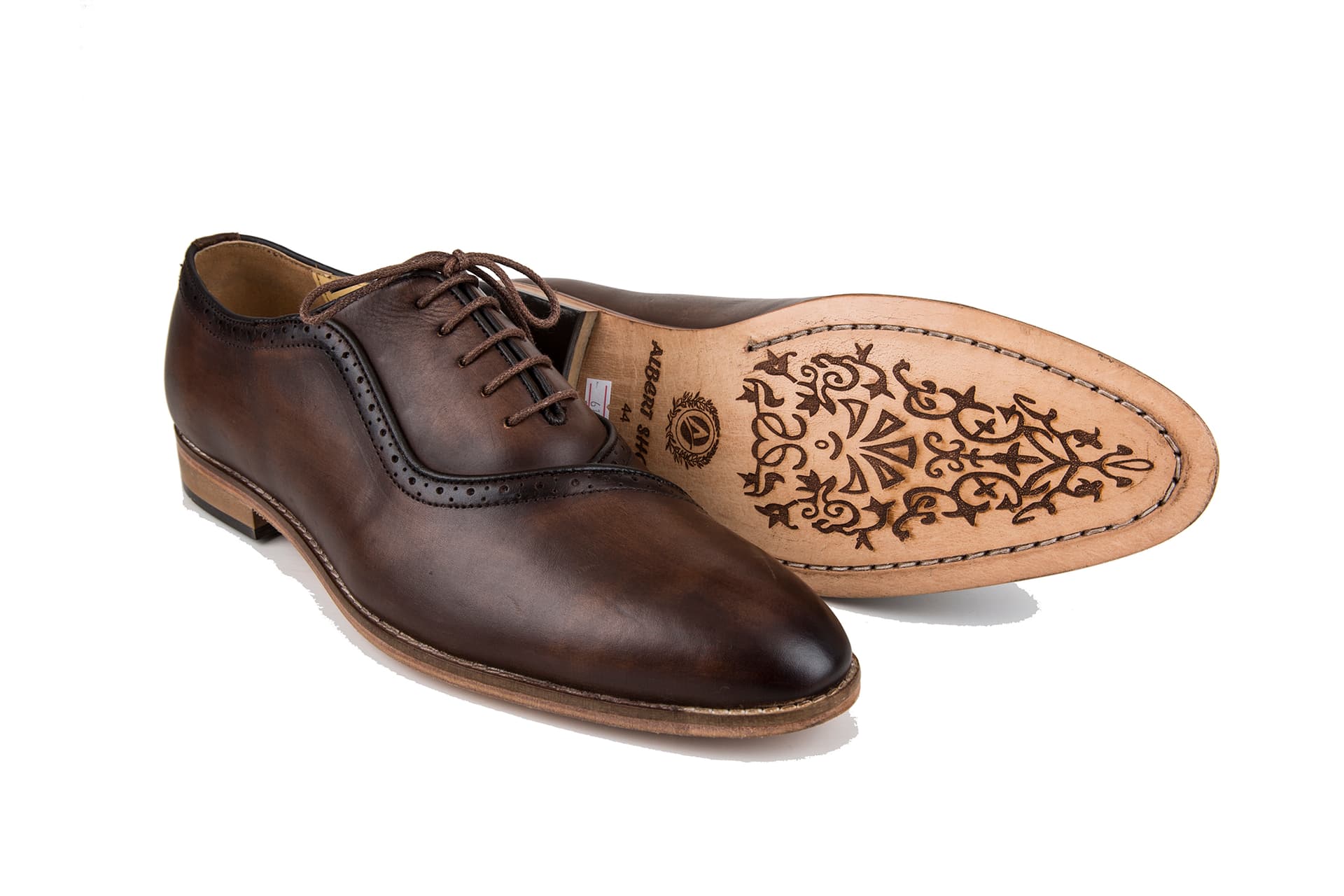 Dark Brown Burnished Leather Derby Shoes view 2