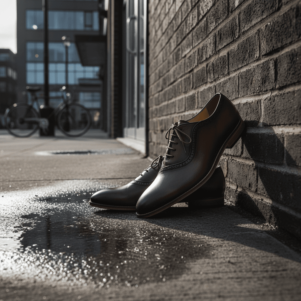 Dark Brown Burnished Leather Derby Shoes