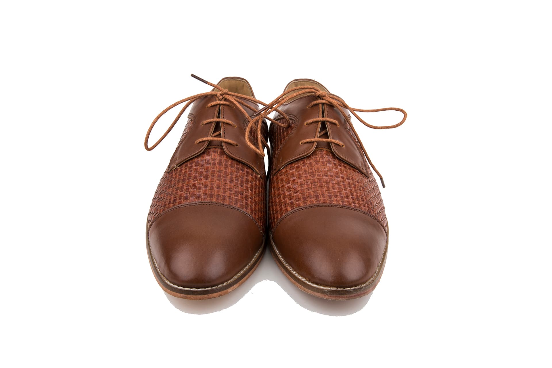 Brown Woven Leather Derby Shoes