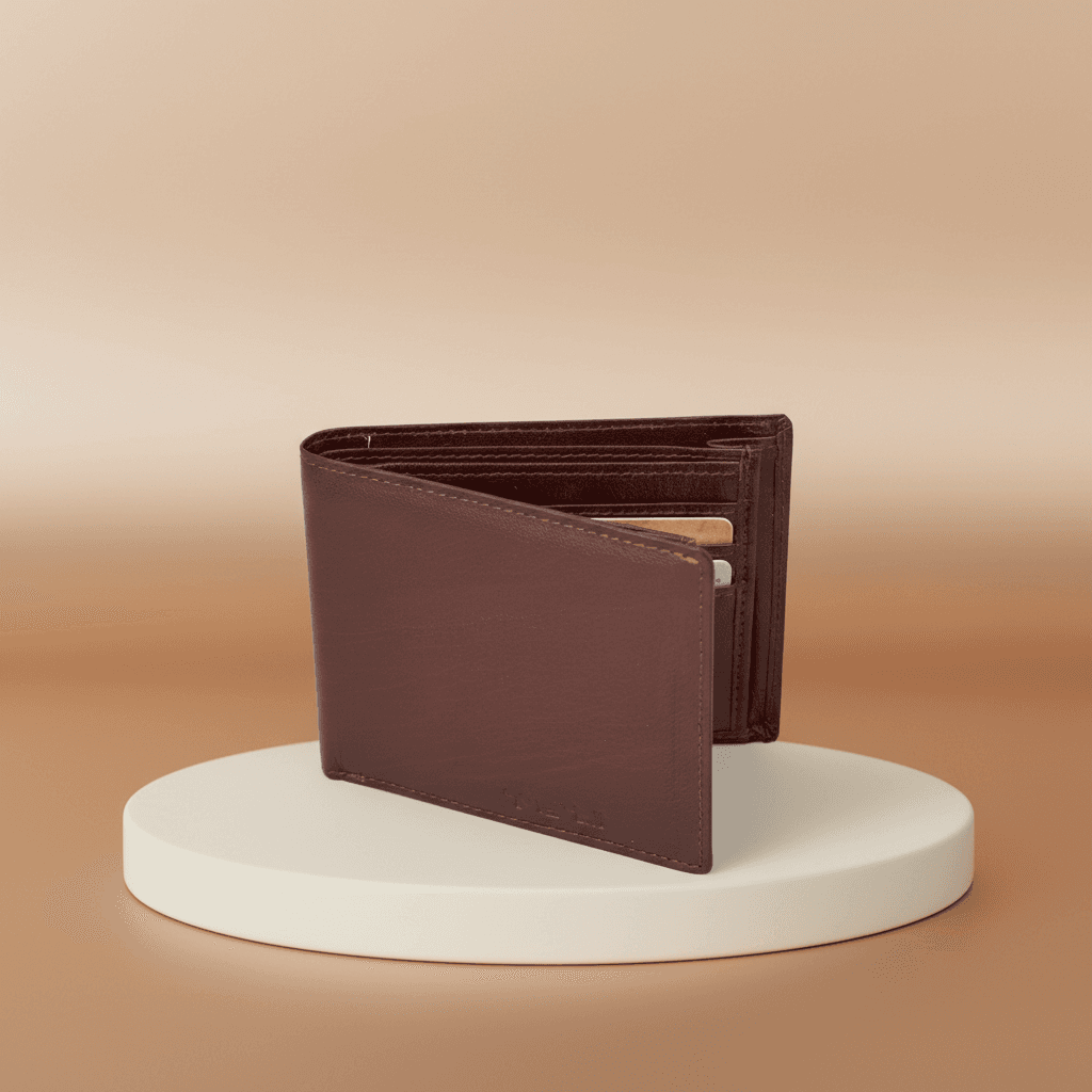 Classic Brown Slim Leather Bifold Wallet