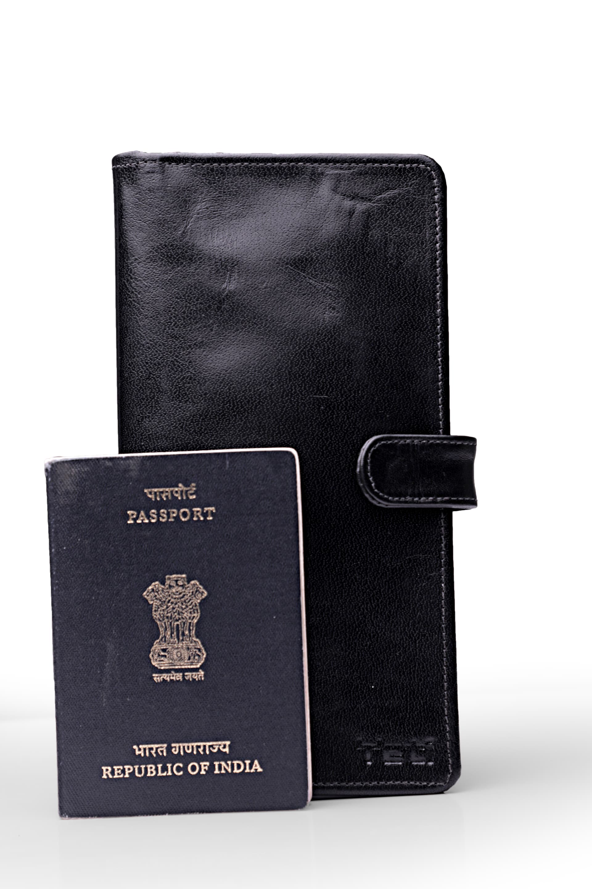 Classic Black Leather Passport Holder view 1