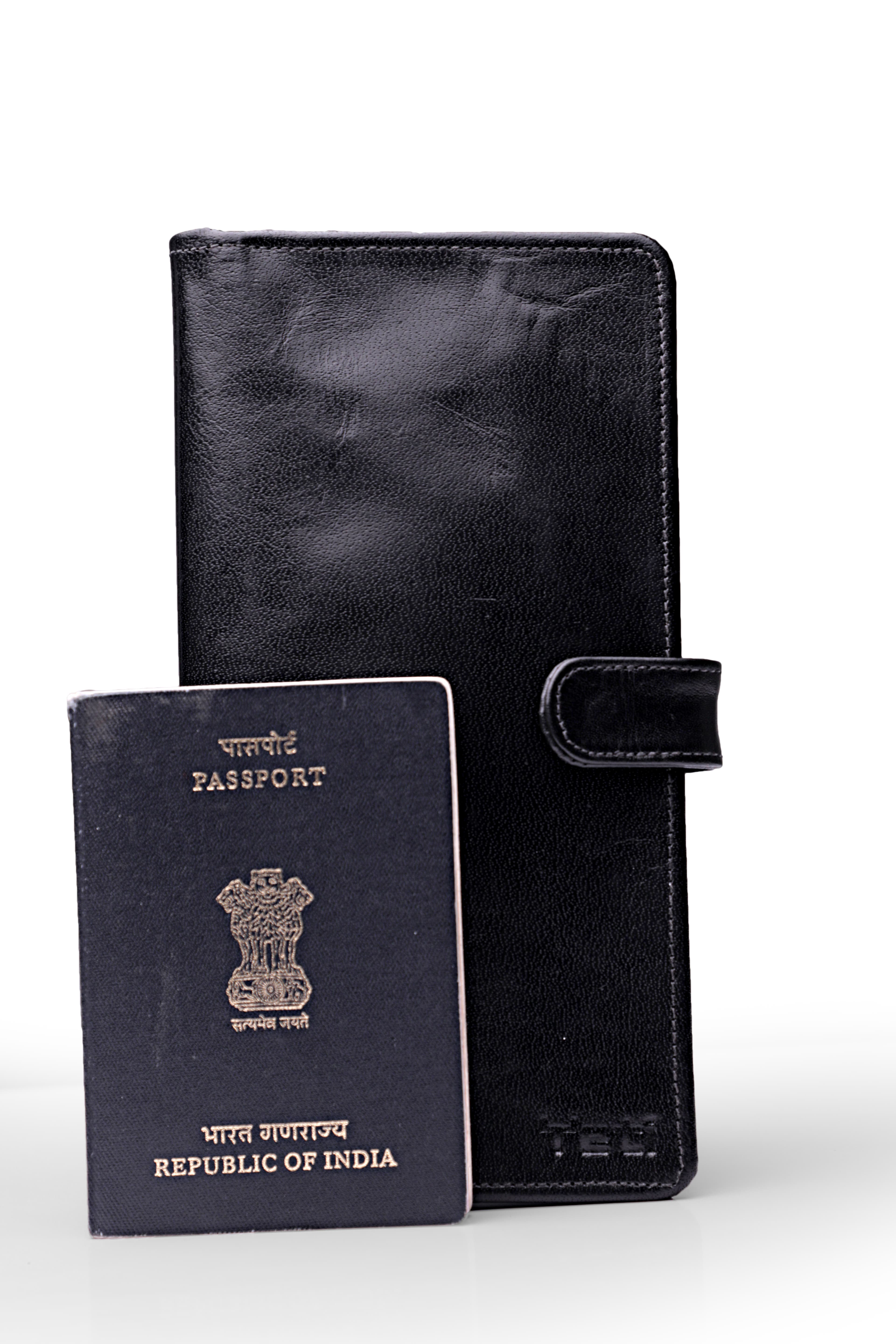 Classic Black Leather Passport Holder