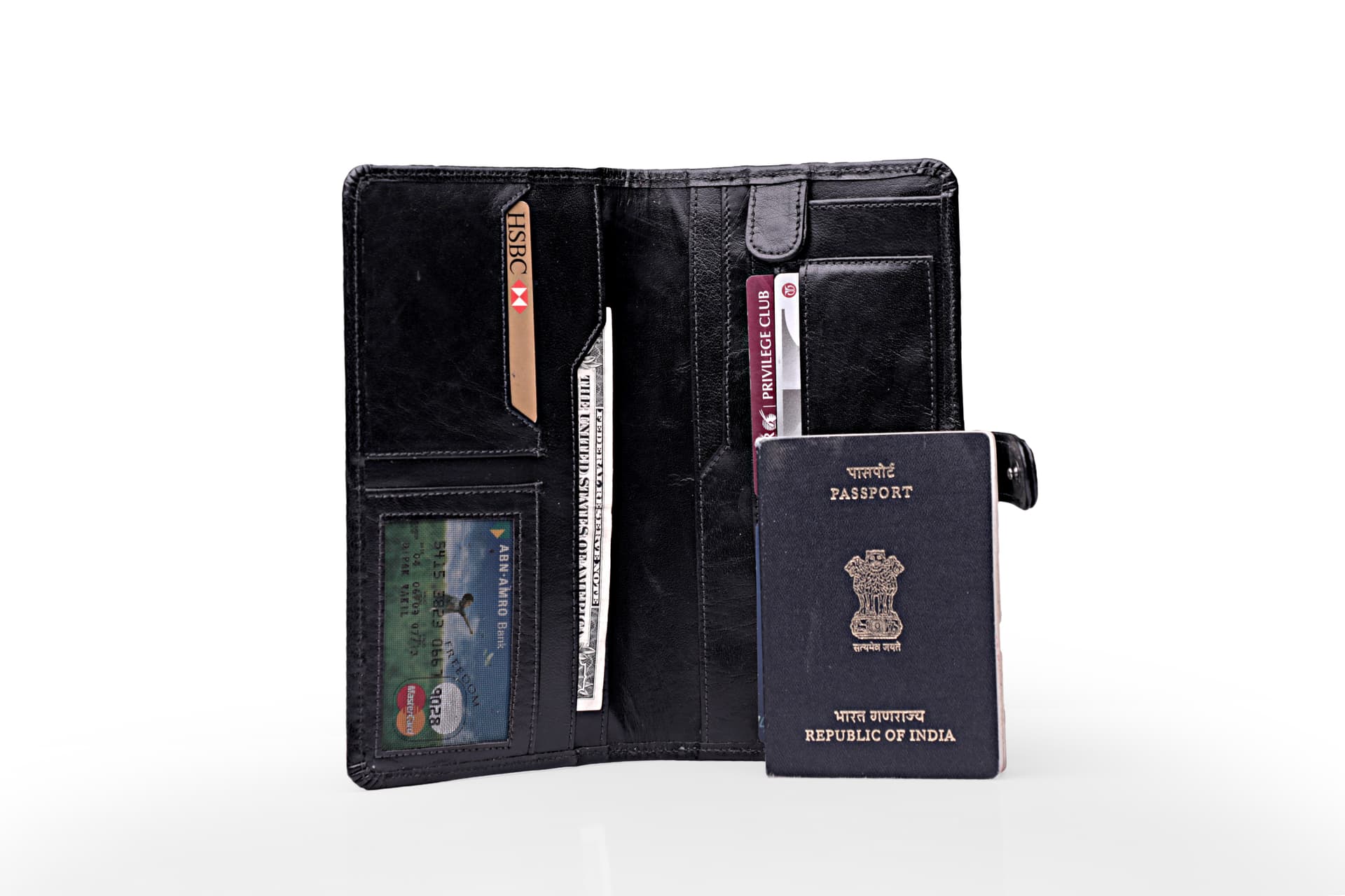 Classic Black Leather Passport Holder view 2