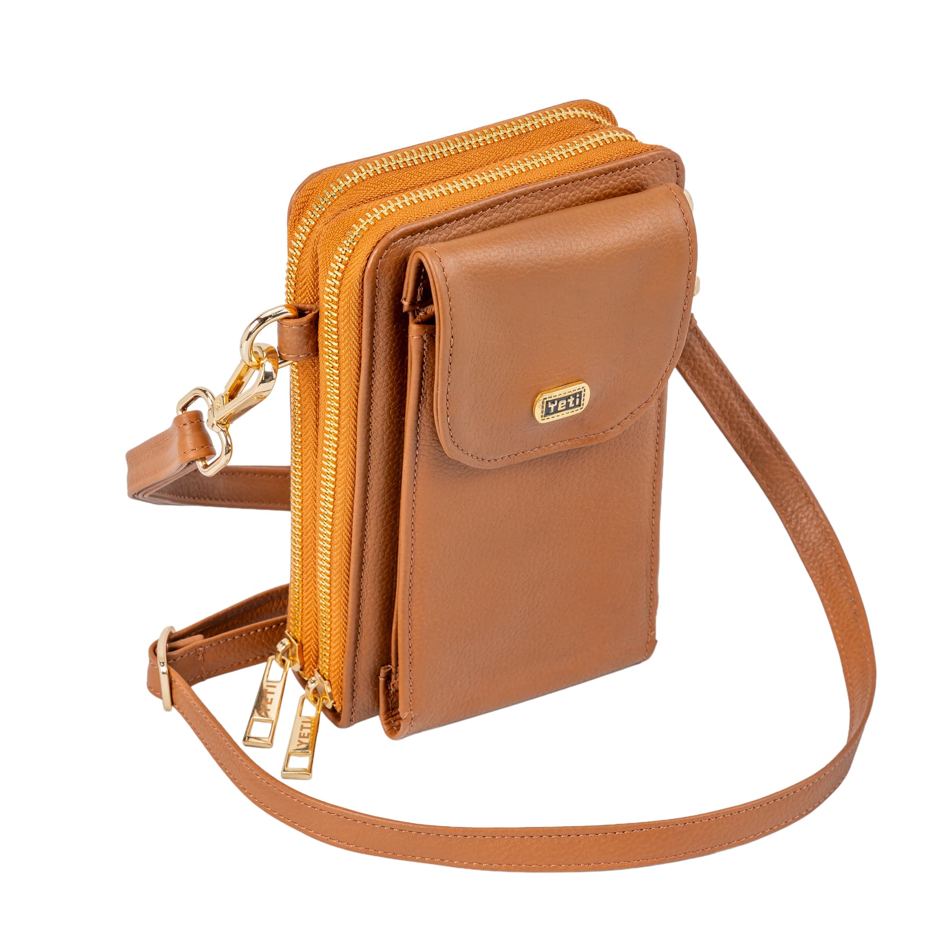 Tan Leather Phone Crossbody Purse view 2