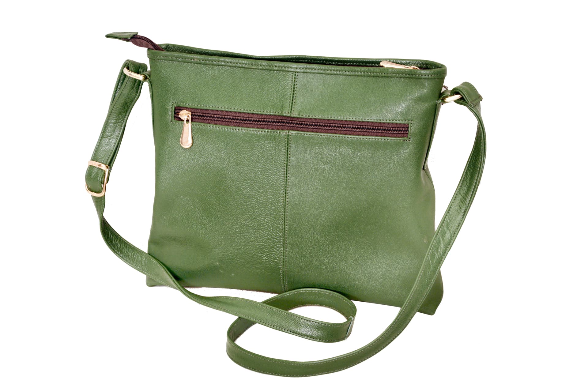 Classic Green Leather Shoulder Bag view 2