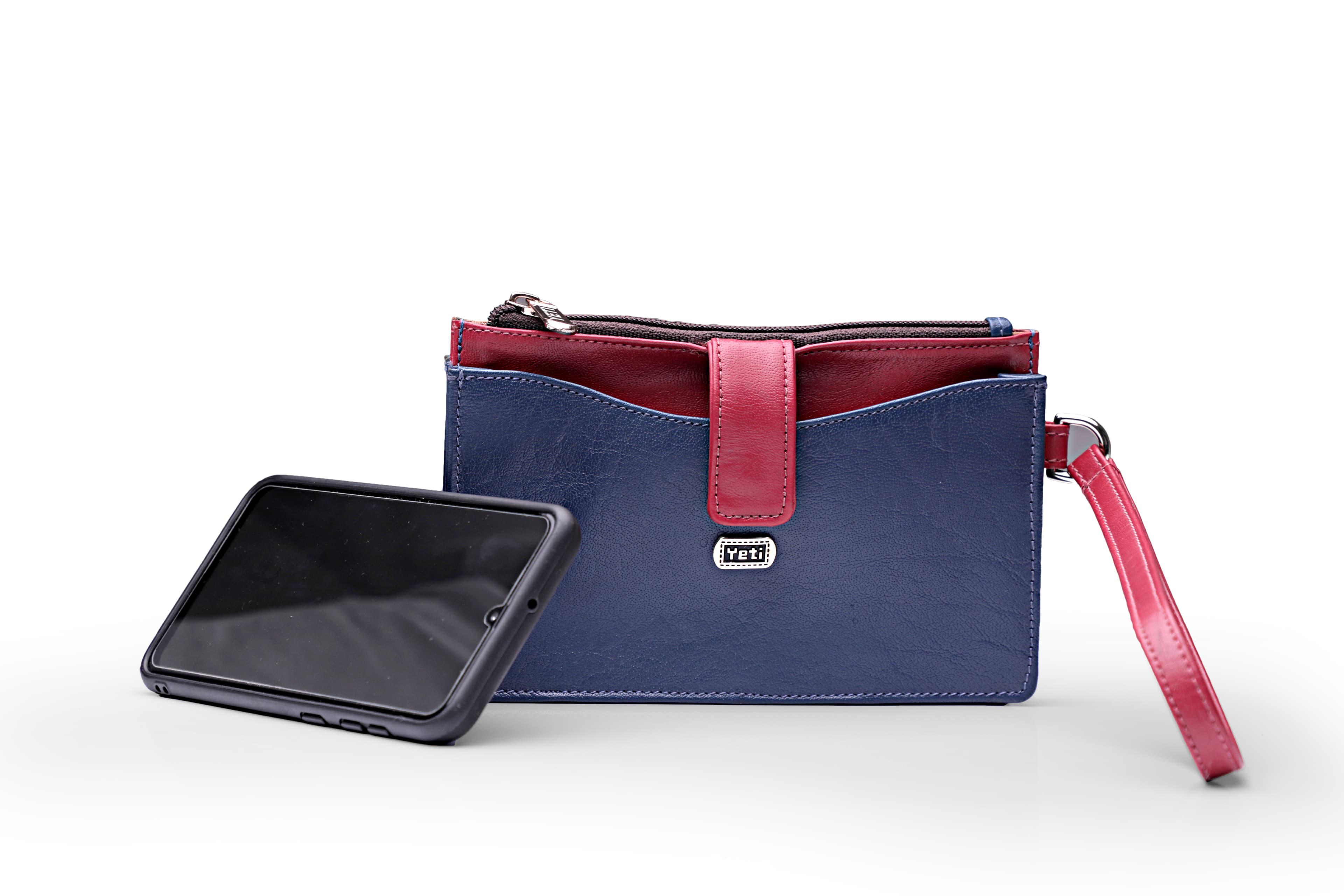 Dual-Tone Leather Wristlet Wallet