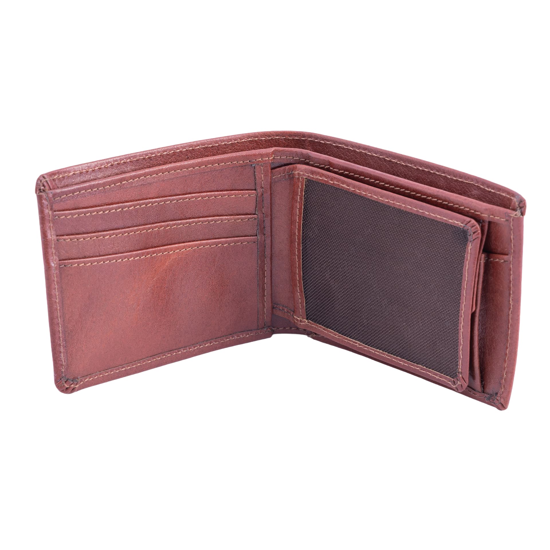 Rustic Tan Leather Bifold Wallet view 2