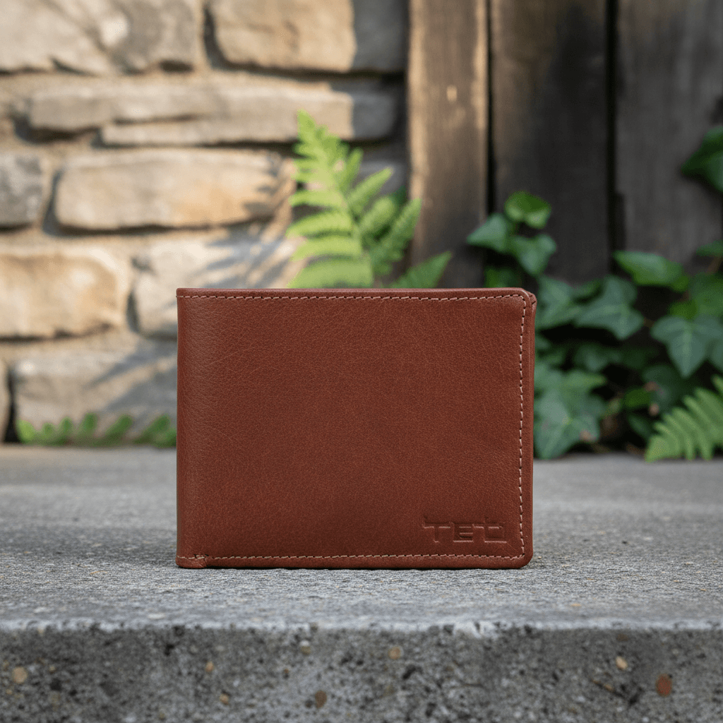 Rustic Tan Leather Bifold Wallet
