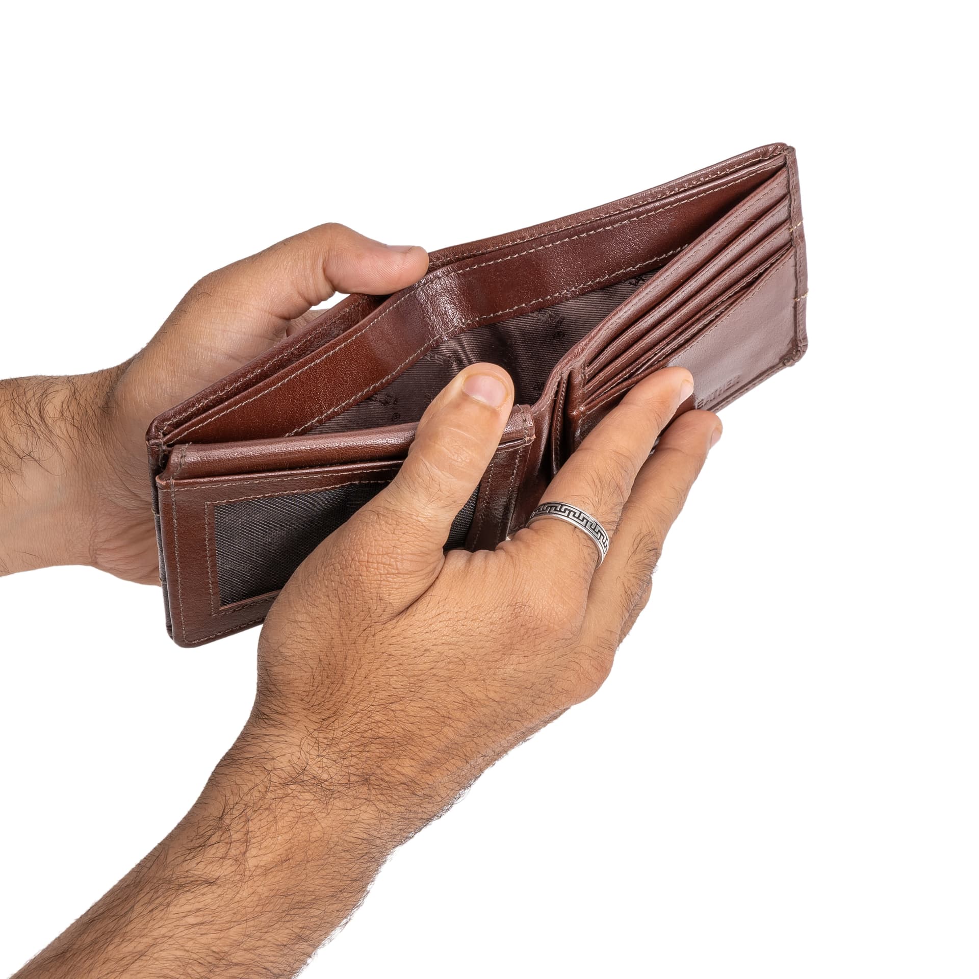 Textured Panel Leather Bifold Wallet view 3