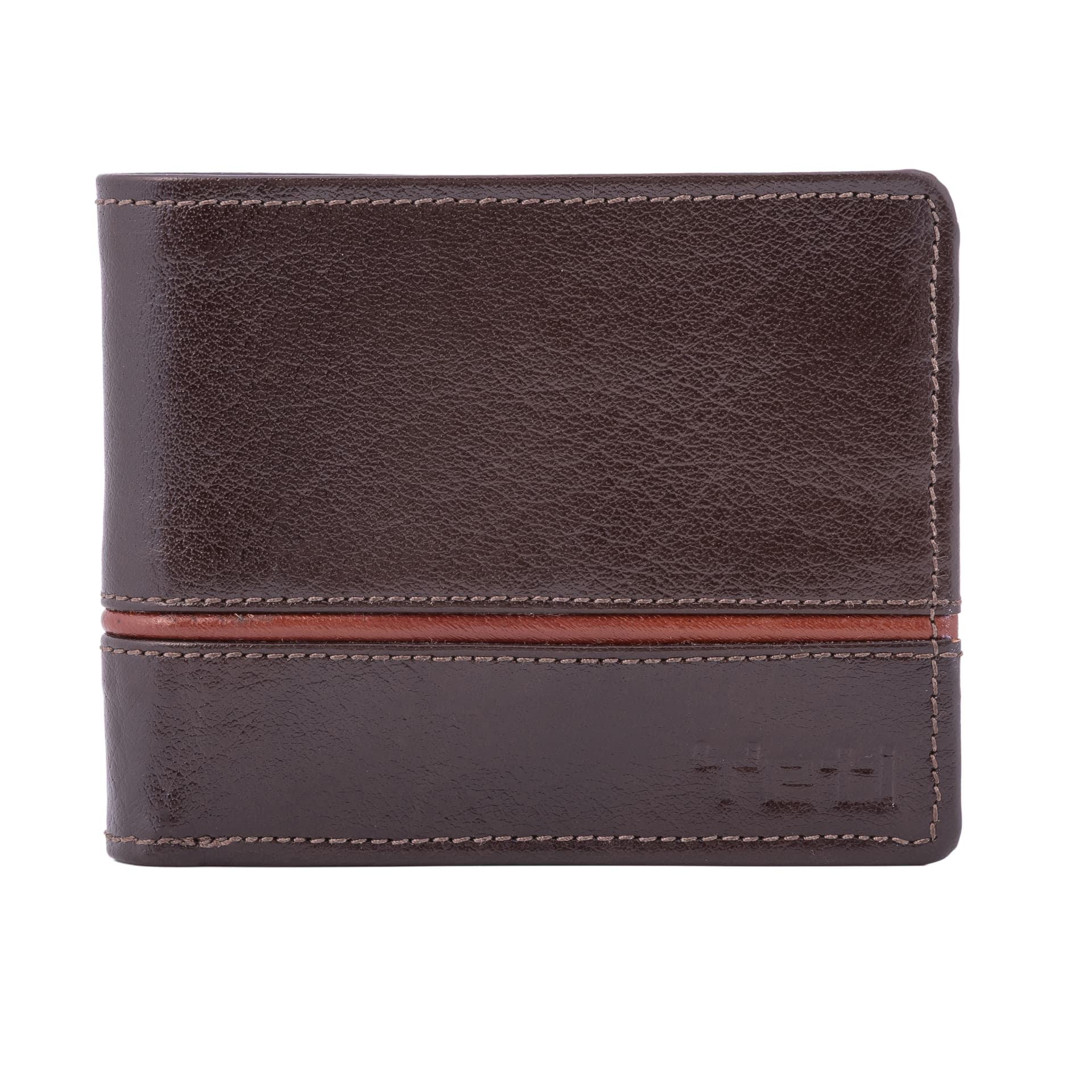Dual-Tone Stripe Leather Bifold Wallet view 1