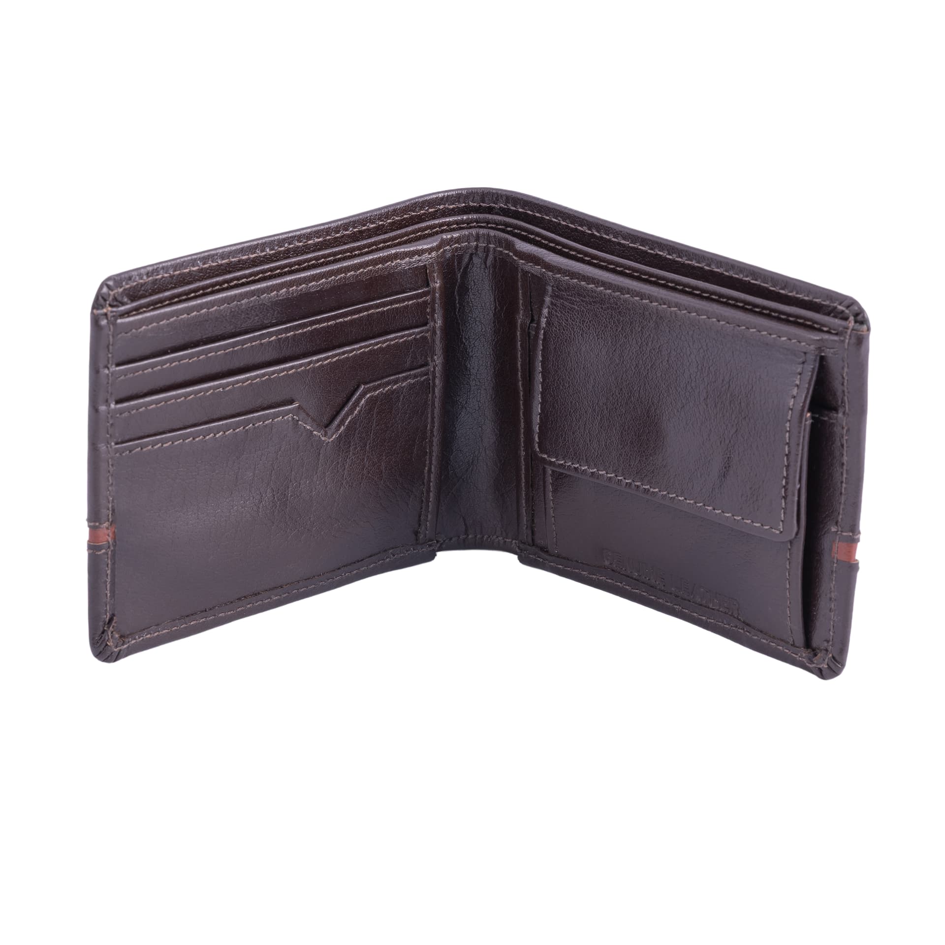 Dual-Tone Stripe Leather Bifold Wallet view 3
