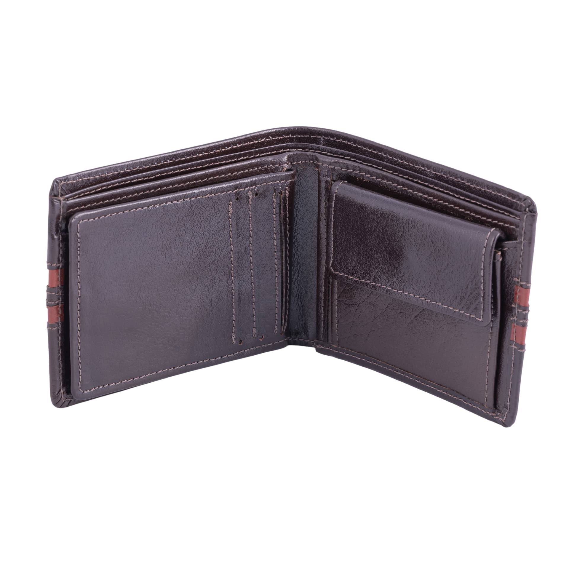 Triple-Stripe Dual-Tone Leather Bifold Wallet view 2