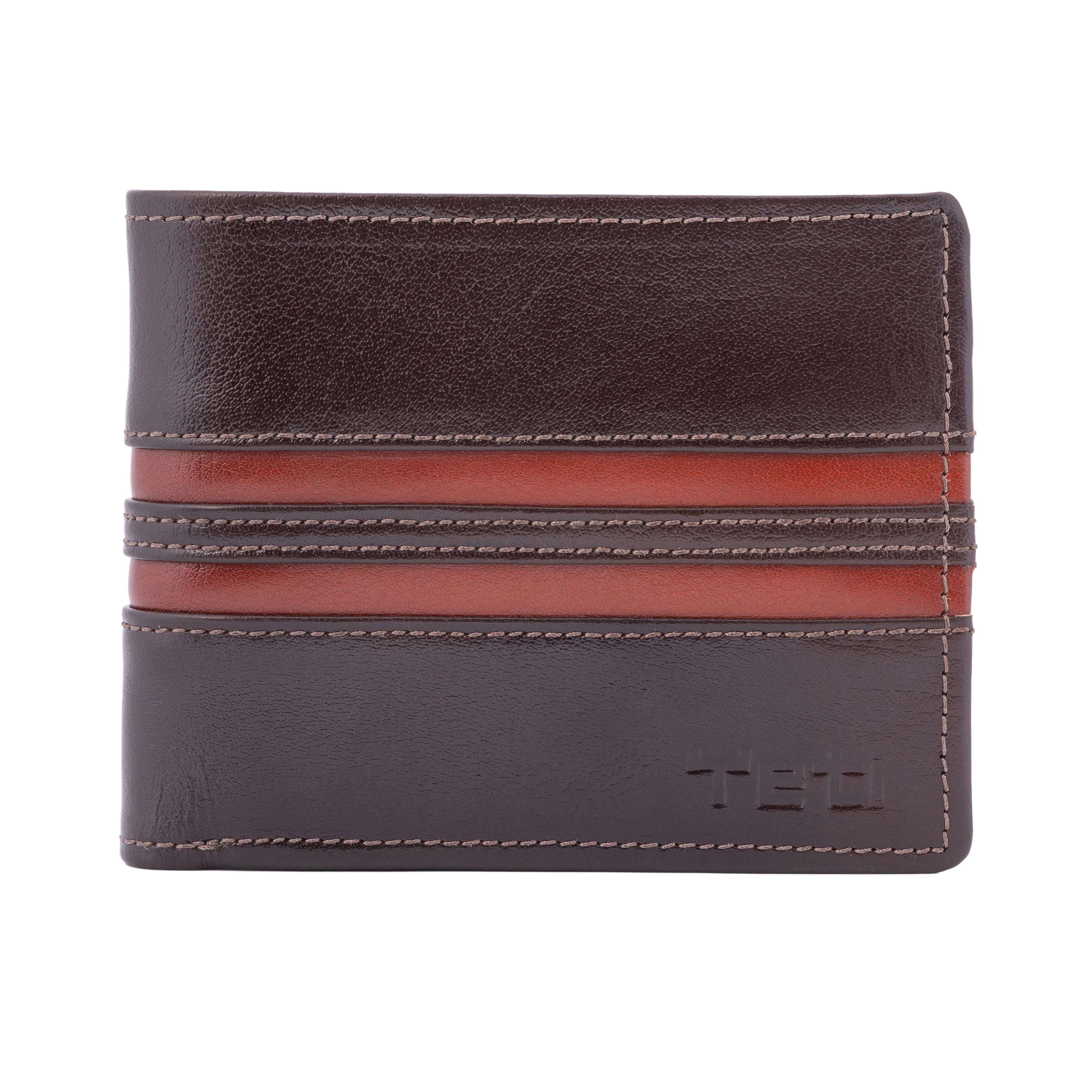 Triple-Stripe Dual-Tone Leather Bifold Wallet