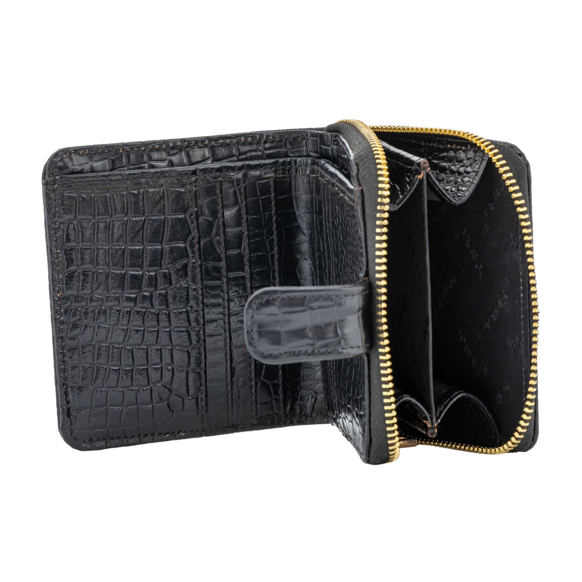 Croc-Texture Leather Zip Around Wallet view 3