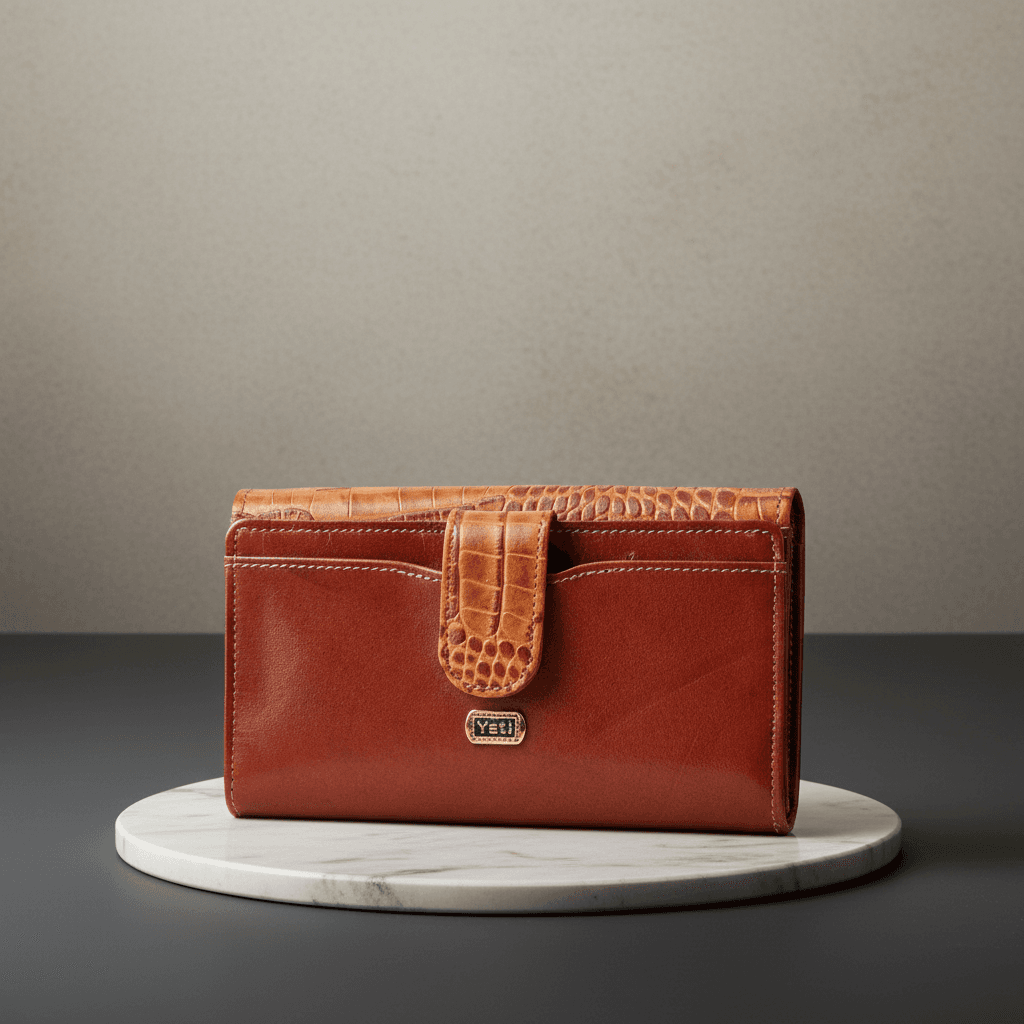 Classic Tan Leather Flap Organizer Wallet
