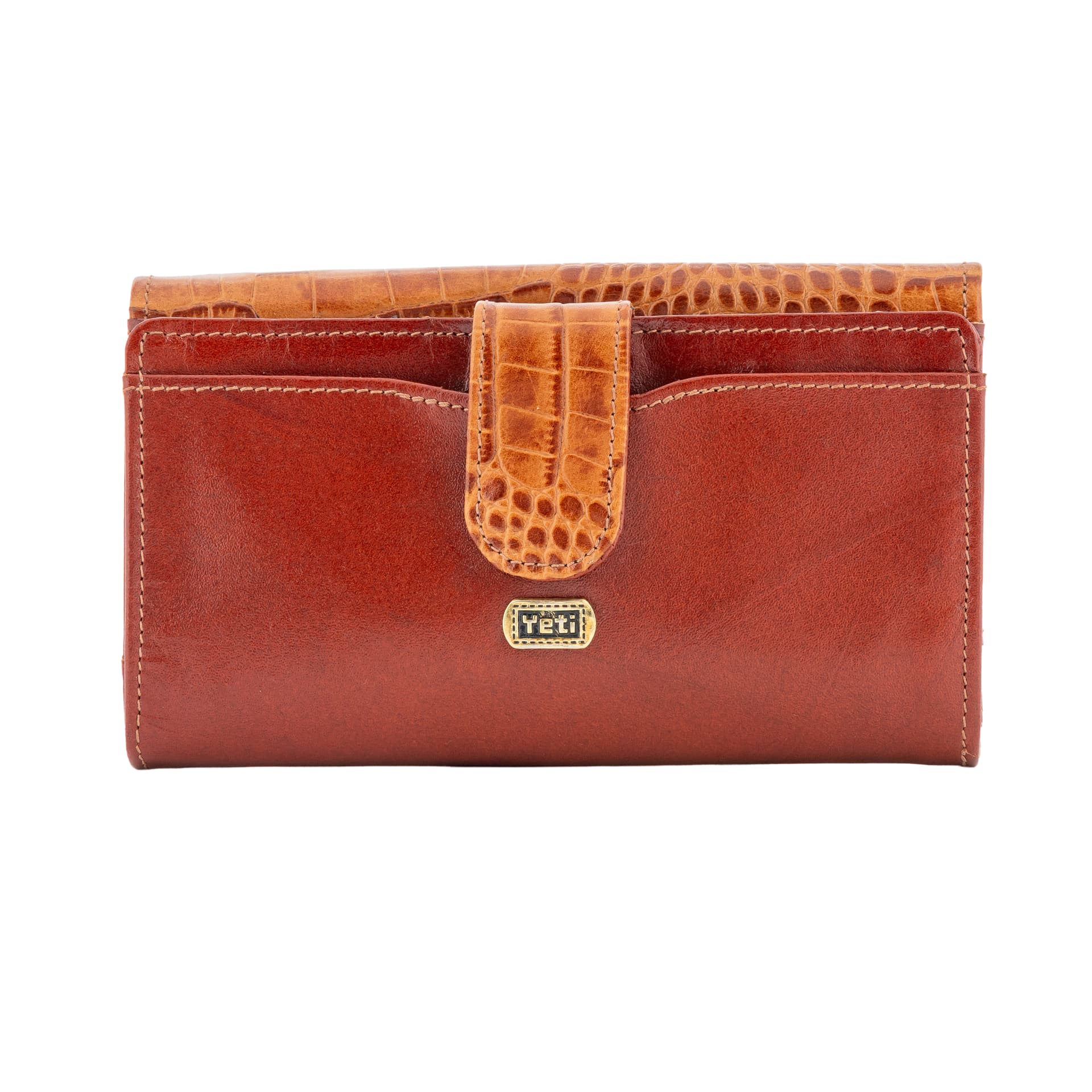 Classic Tan Leather Flap Organizer Wallet view 1