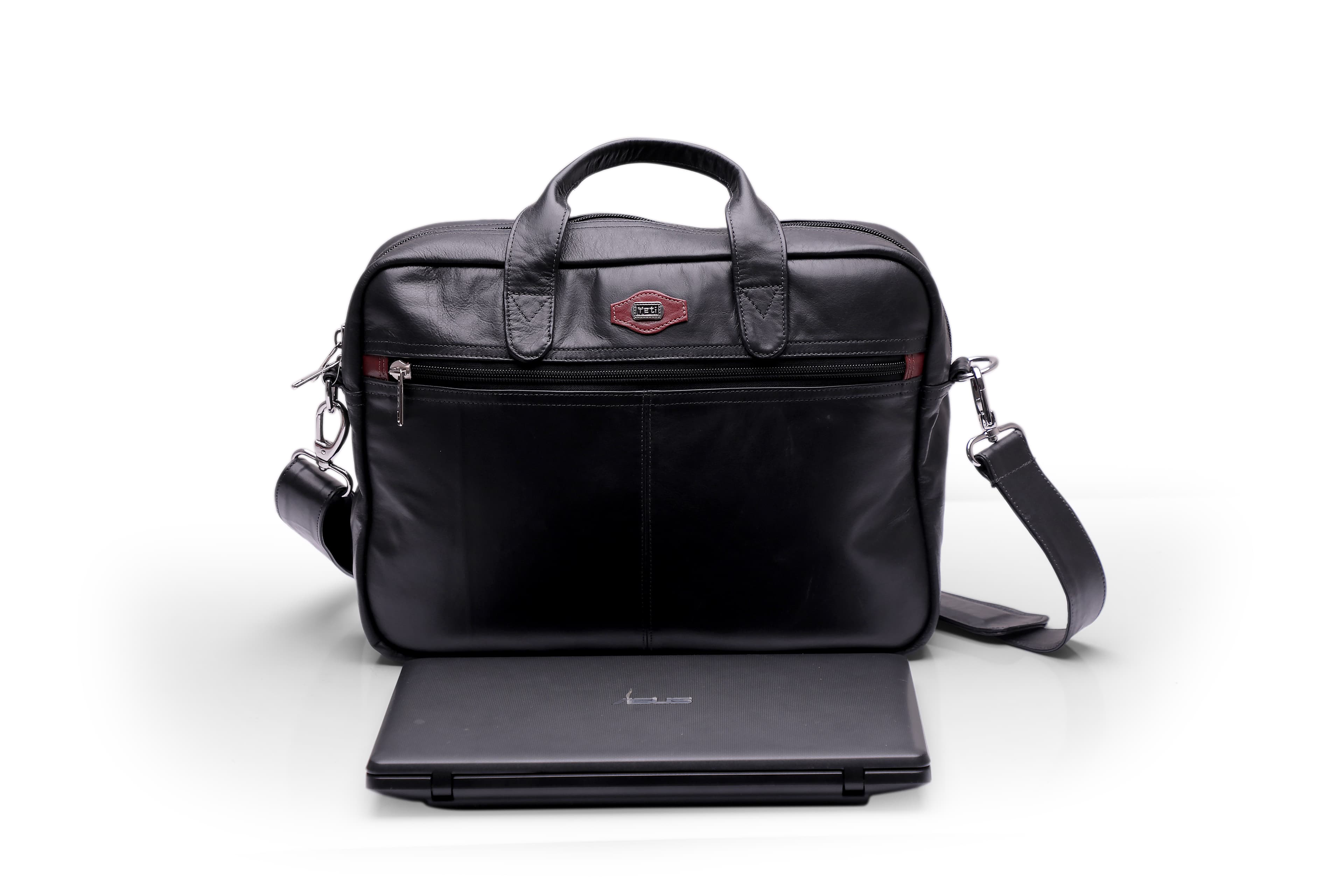 Premium Black Leather Executive Laptop Bag