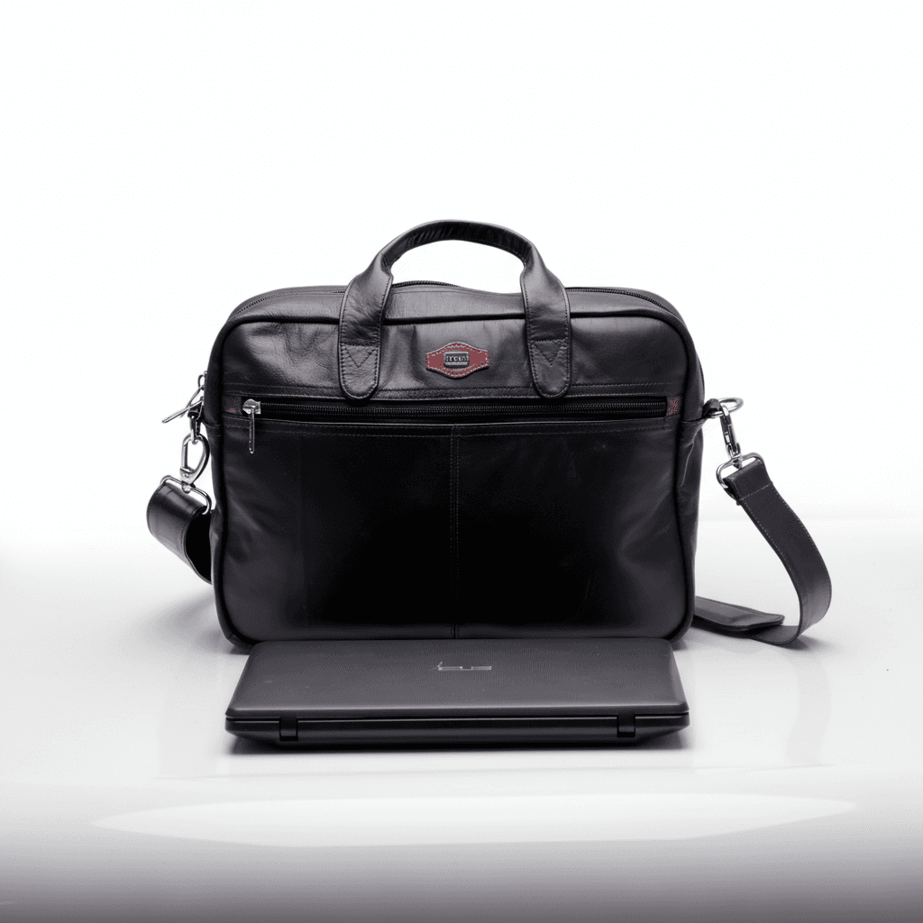 Premium Black Leather Executive Laptop Bag